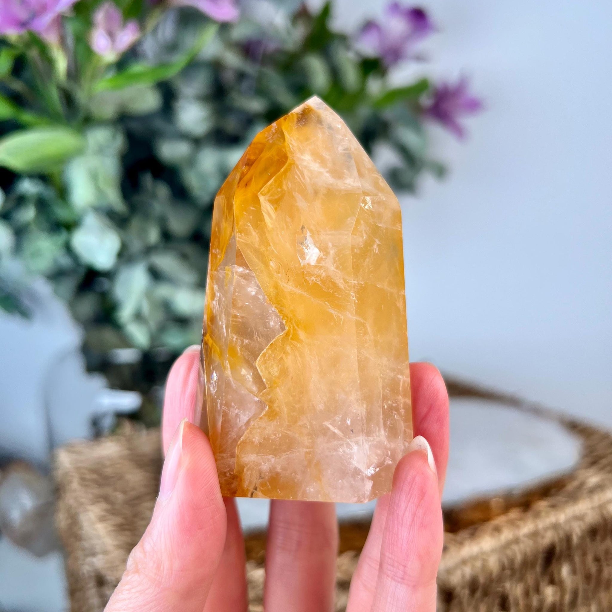 Grade AAA Golden Healer Tower - Natural Hematoid Quartz for Ultimate Healing, Abundance, and High Energy Frequency GHC58, 140g