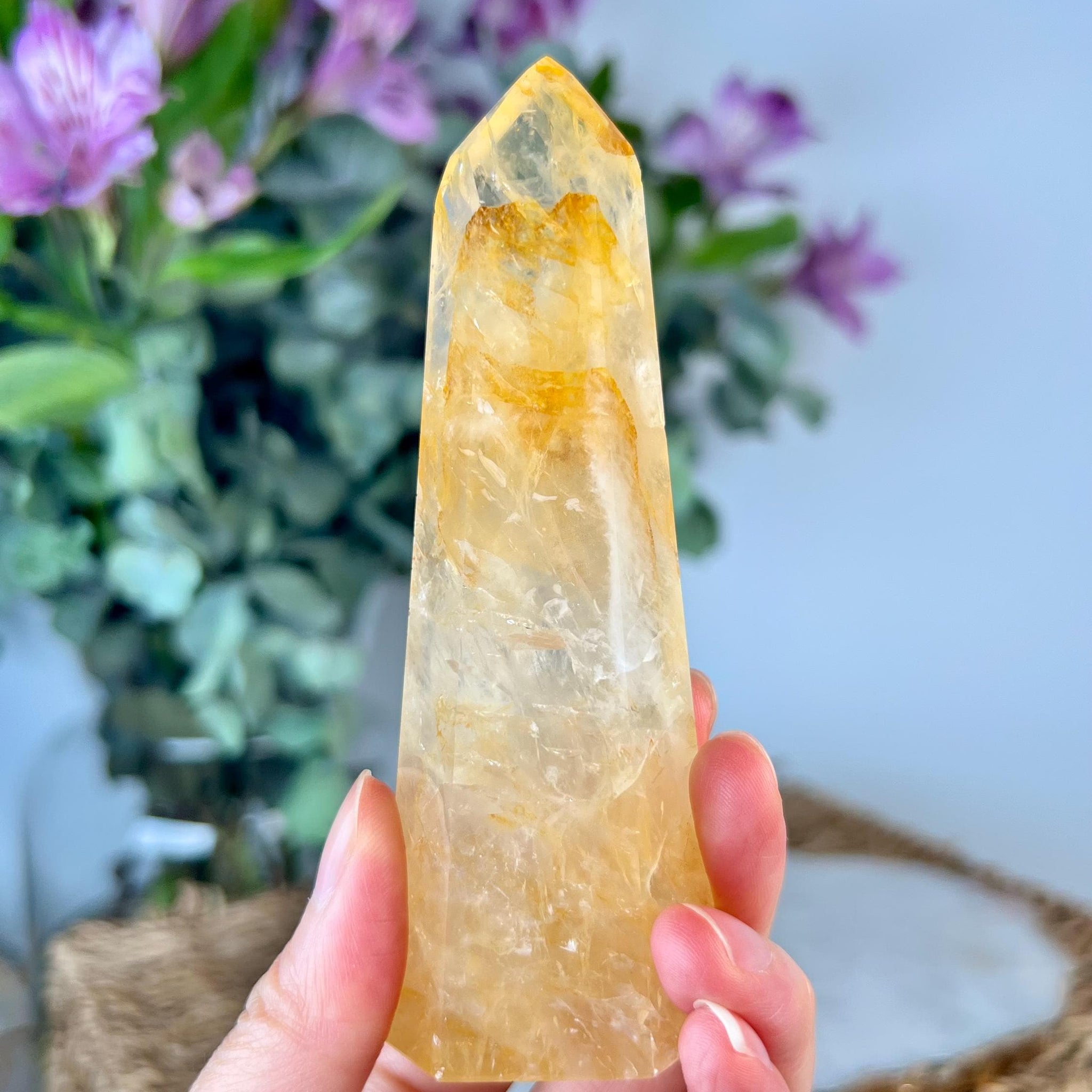 Grade AAA Golden Healer Tower - Natural Hematoid Quartz for Ultimate Healing, Abundance, and High Energy Frequency GHC59, 138g