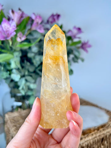Grade AAA Golden Healer Tower - Natural Hematoid Quartz for Ultimate Healing, Abundance, and High Energy Frequency GHC59, 138g