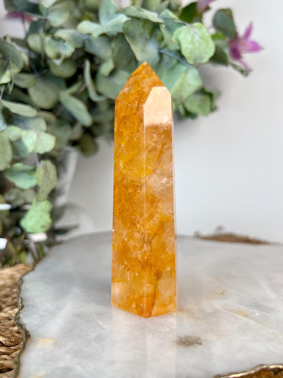 Grade AAA Golden Healer Tower - Natural Hematoid Quartz for Ultimate Healing, Abundance, and High Energy Frequency GHC60, 146g