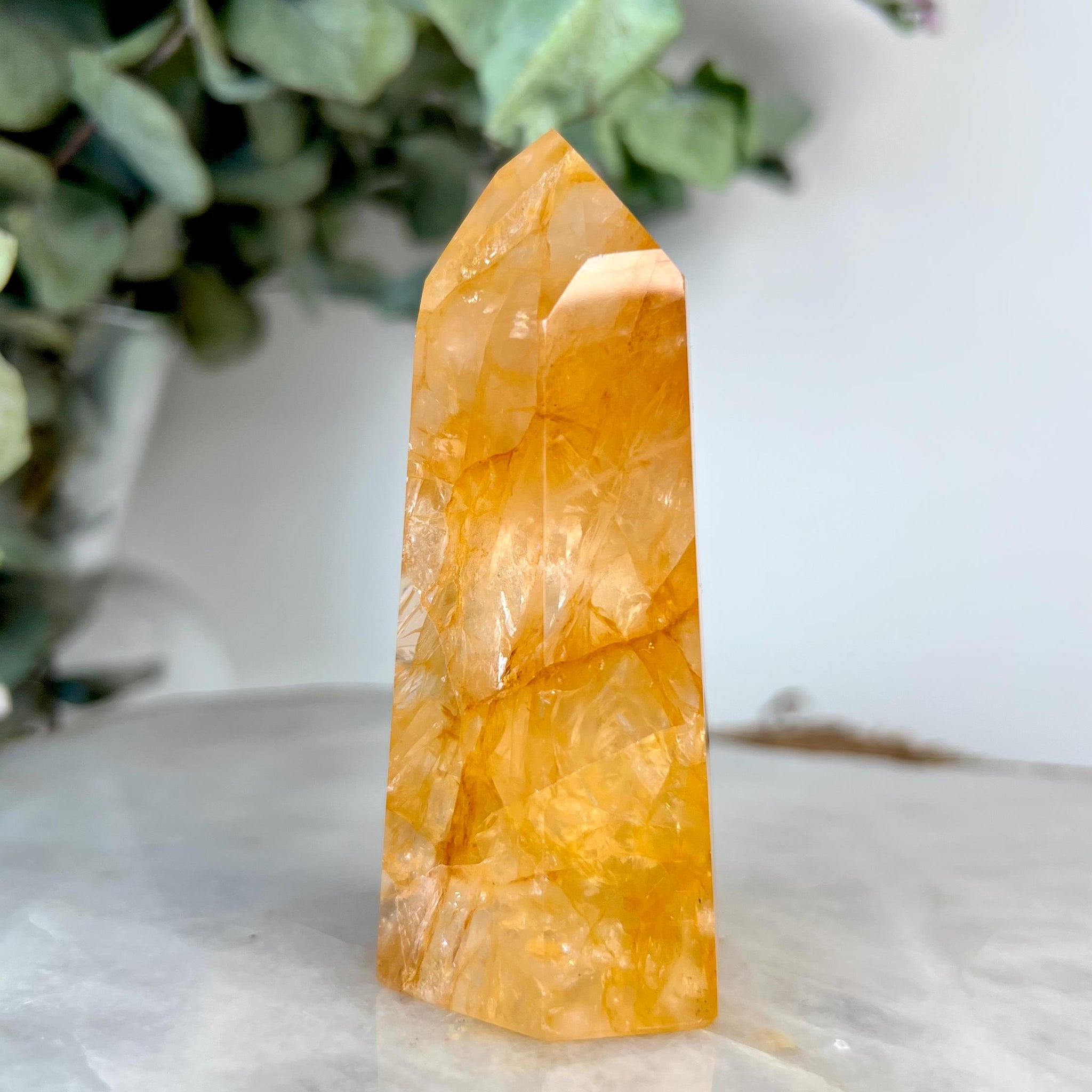 Grade AAA Golden Healer Tower - Natural Hematoid Quartz for Ultimate Healing, Abundance, and High Energy Frequency GHC61, 128g