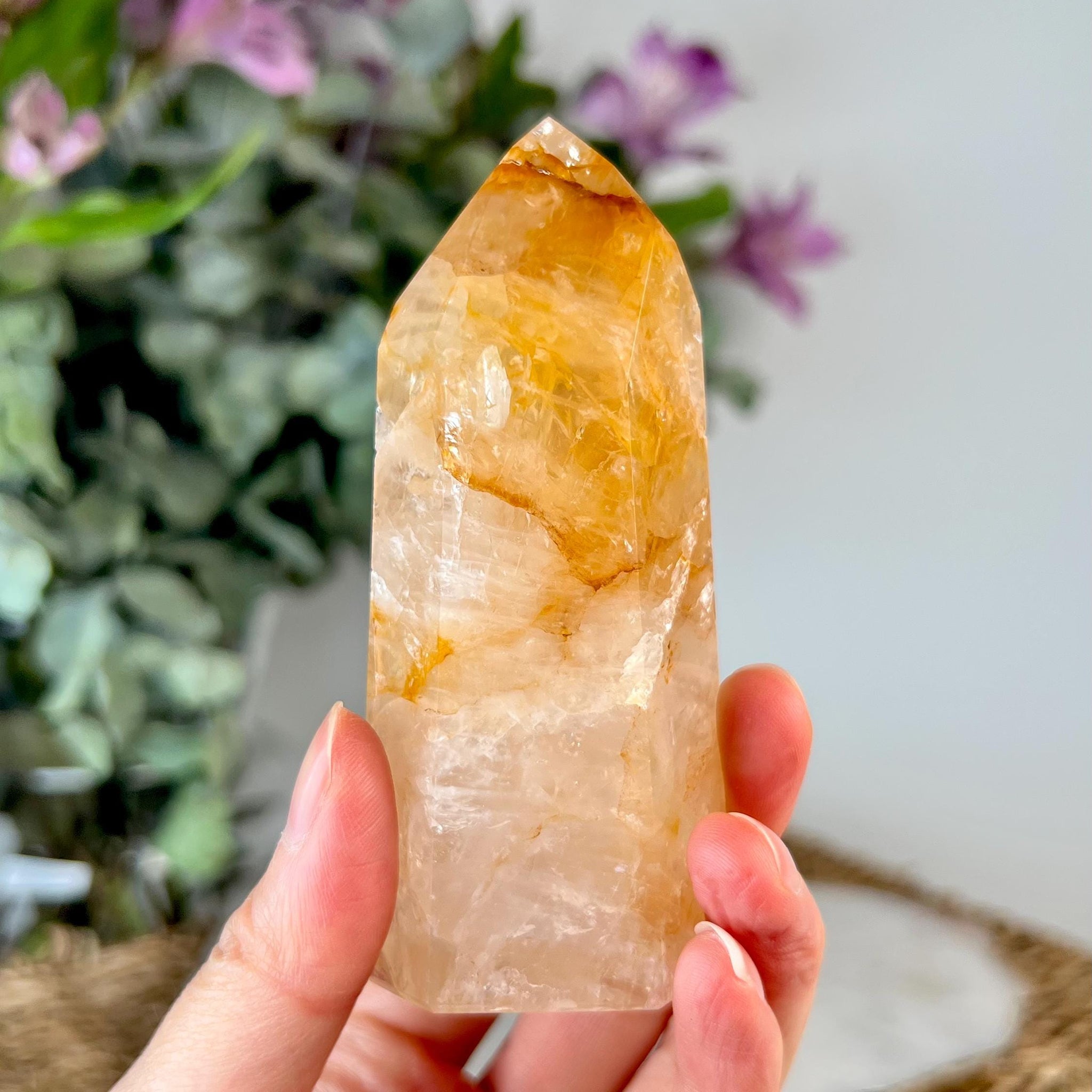 Grade AAA Golden Healer Tower - Natural Hematoid Quartz for Ultimate Healing, Abundance, and High Energy Frequency GHC64, 171g