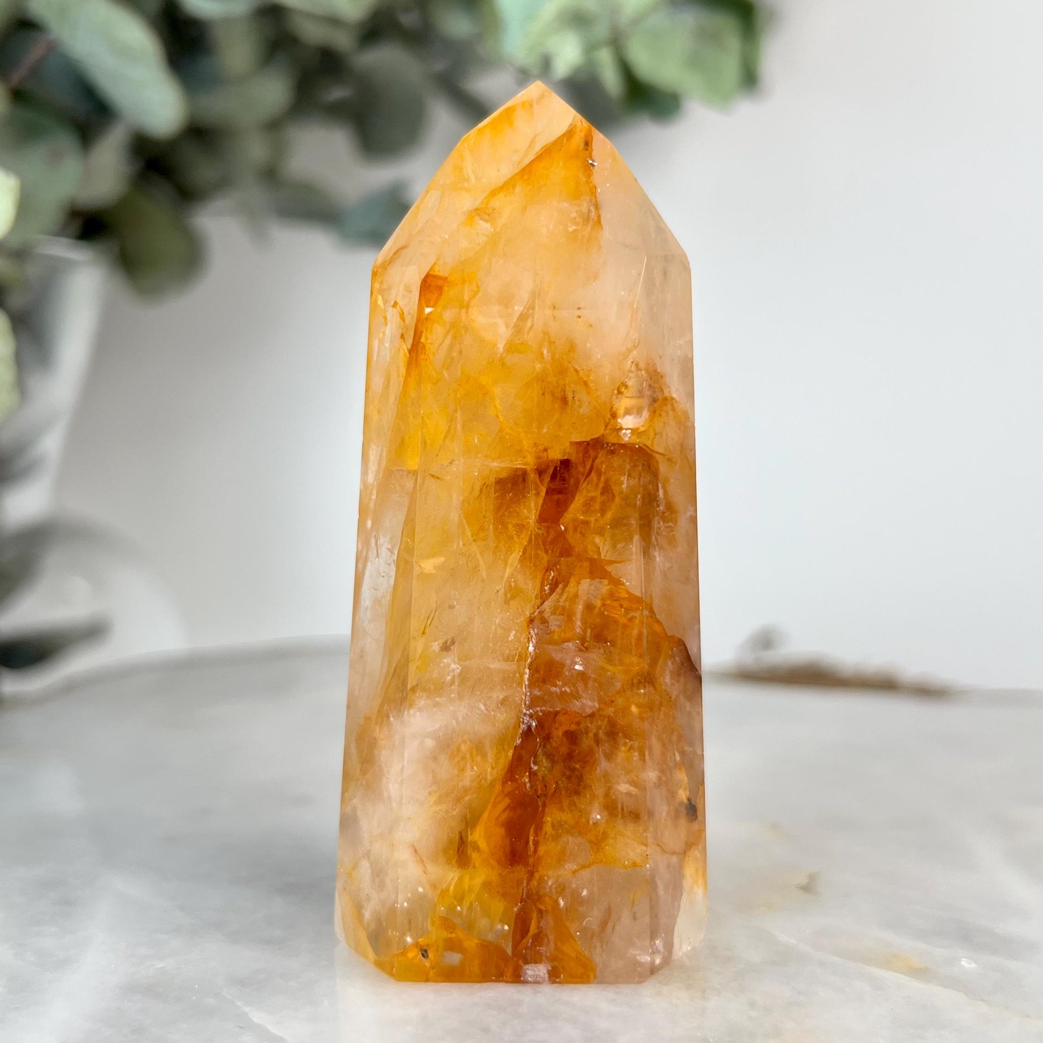 Grade AAA Golden Healer Tower - Natural Hematoid Quartz for Ultimate Healing, Abundance, and High Energy Frequency GHC66, 113g