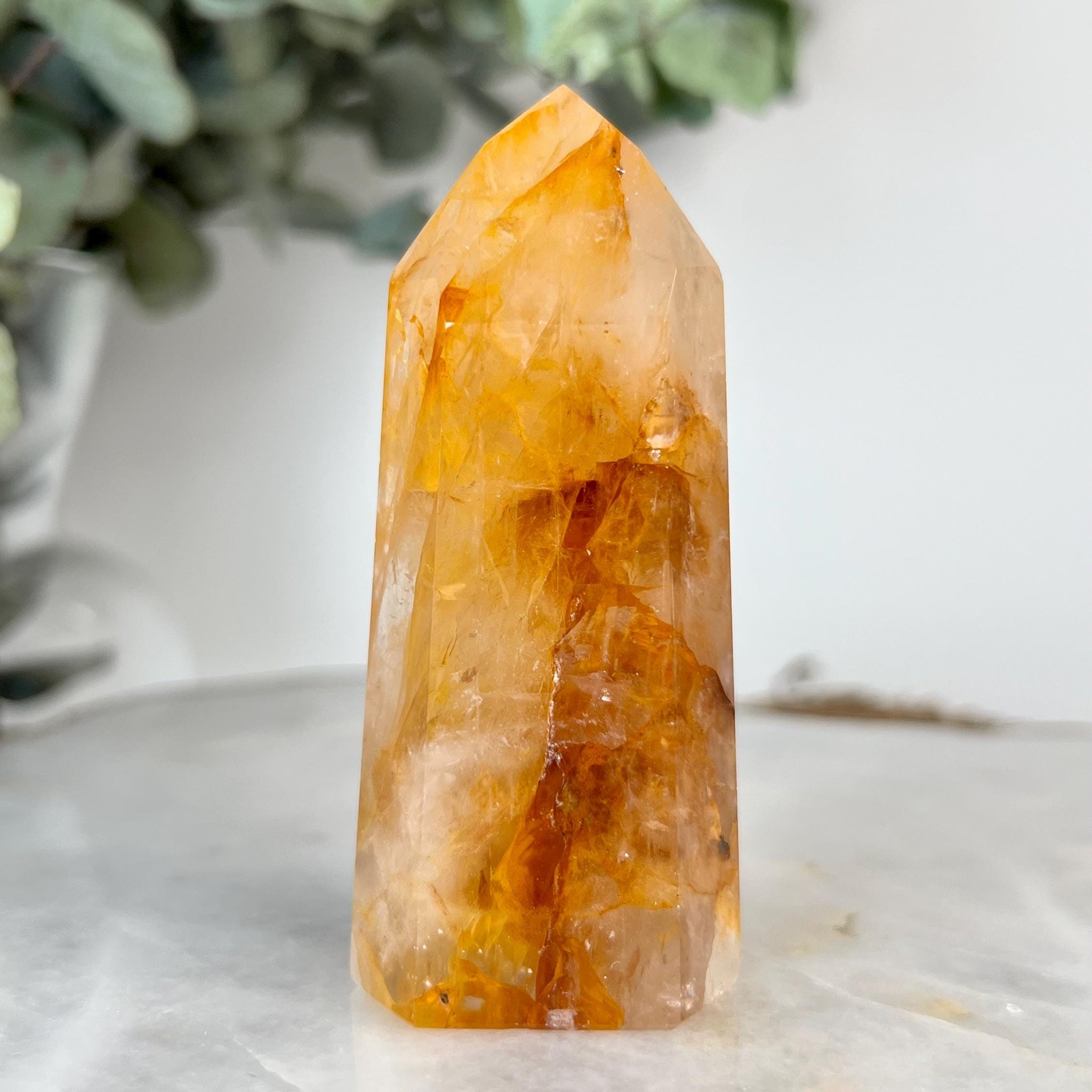Grade AAA Golden Healer Tower - Natural Hematoid Quartz for Ultimate Healing, Abundance, and High Energy Frequency GHC66, 113g