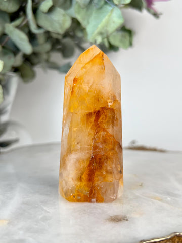 Grade AAA Golden Healer Tower - Natural Hematoid Quartz for Ultimate Healing, Abundance, and High Energy Frequency GHC66, 113g