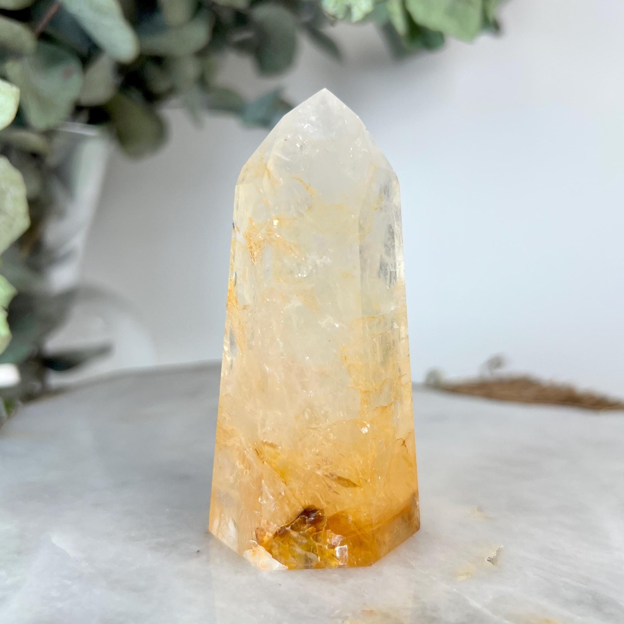 Grade AAA Golden Healer Tower - Natural Hematoid Quartz for Ultimate Healing, Abundance, and High Energy Frequency GHC67, 112g