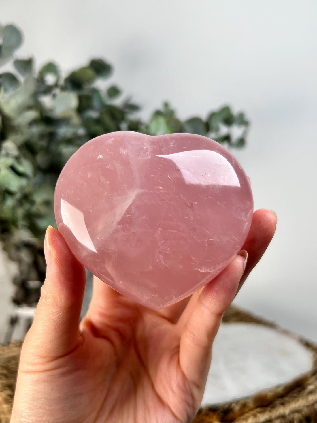 Grade AA Rose Quartz Heart with Rainbow & Starlight | High-Vibe Crystal from Madagascar | Love • Healing • Radiance, RH02, 285g