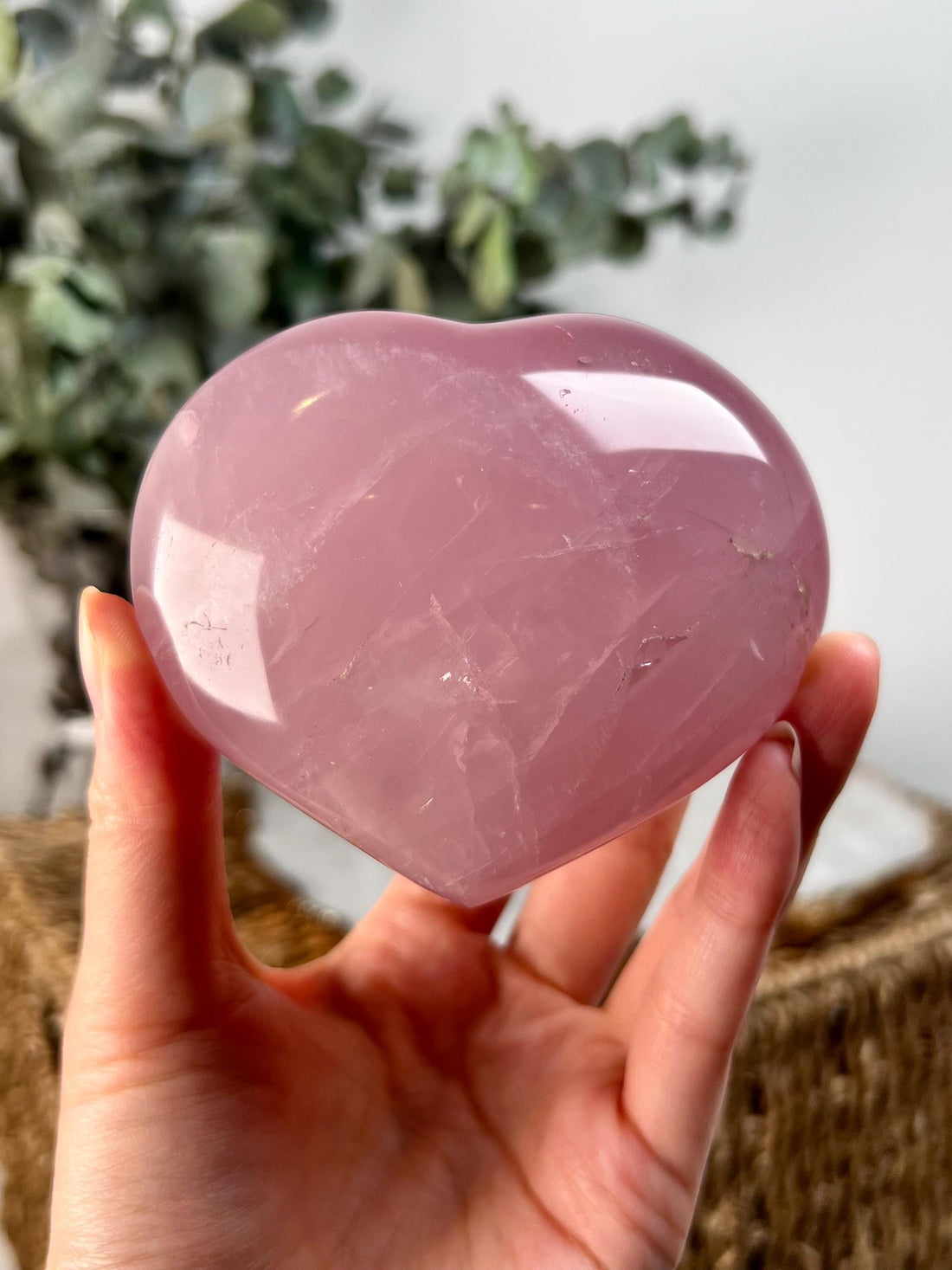 Grade AA Rose Quartz Heart with Rainbow & Starlight | High-Vibe Crystal from Madagascar | Love • Healing • Radiance, RH05, 435g