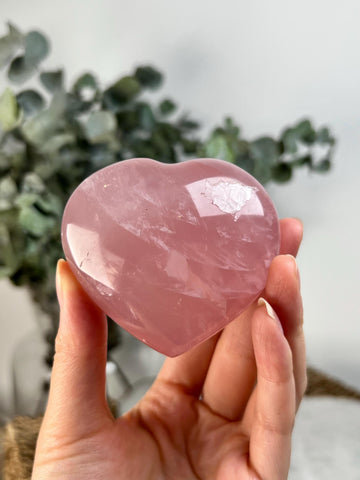 Grade AA Rose Quartz Heart with Rainbow & Starlight | High-Vibe Crystal from Madagascar | Love • Healing • Radiance, RH08, 225g