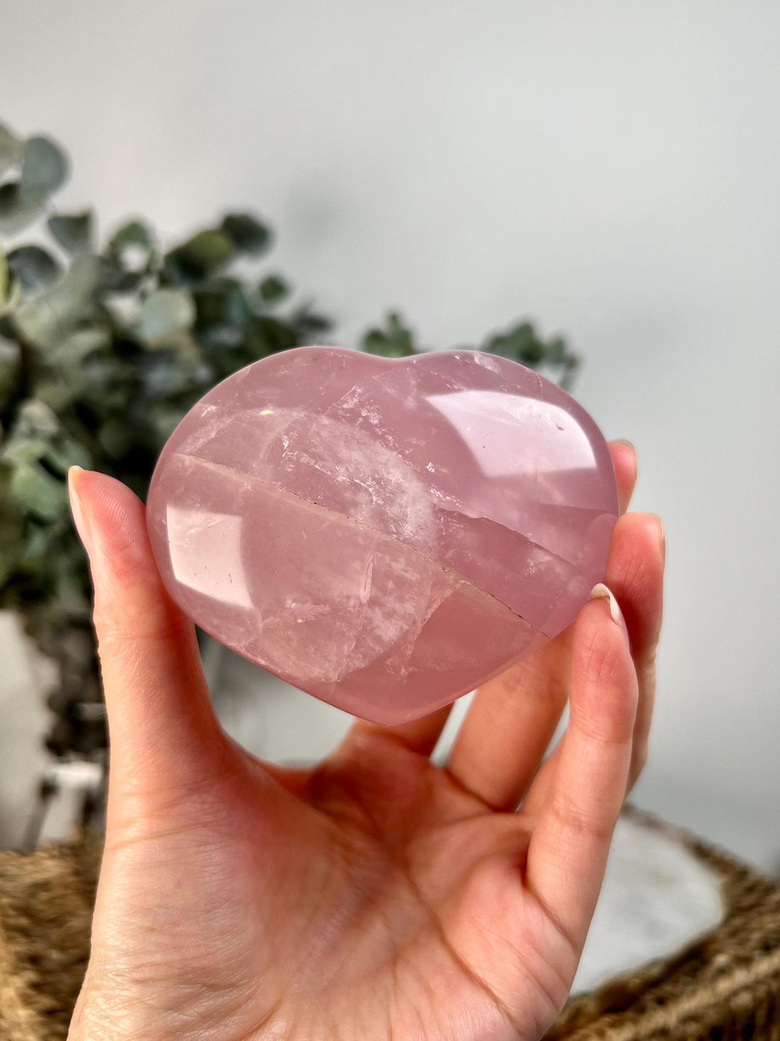 Grade AA Rose Quartz Heart with Rainbow & Starlight | High-Vibe Crystal from Madagascar | Love • Healing • Radiance, RH09, 243g