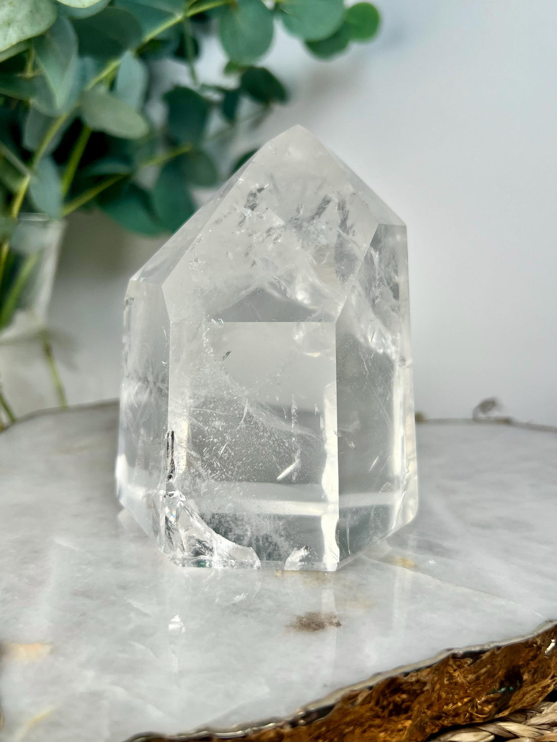 Grade A+ Lemurian Quartz Tower with Rainbows and Phantom | Grey Blue Mine, Diamantina, Brazil | Emotional Clarity & Soul Healing GBL03, 736g