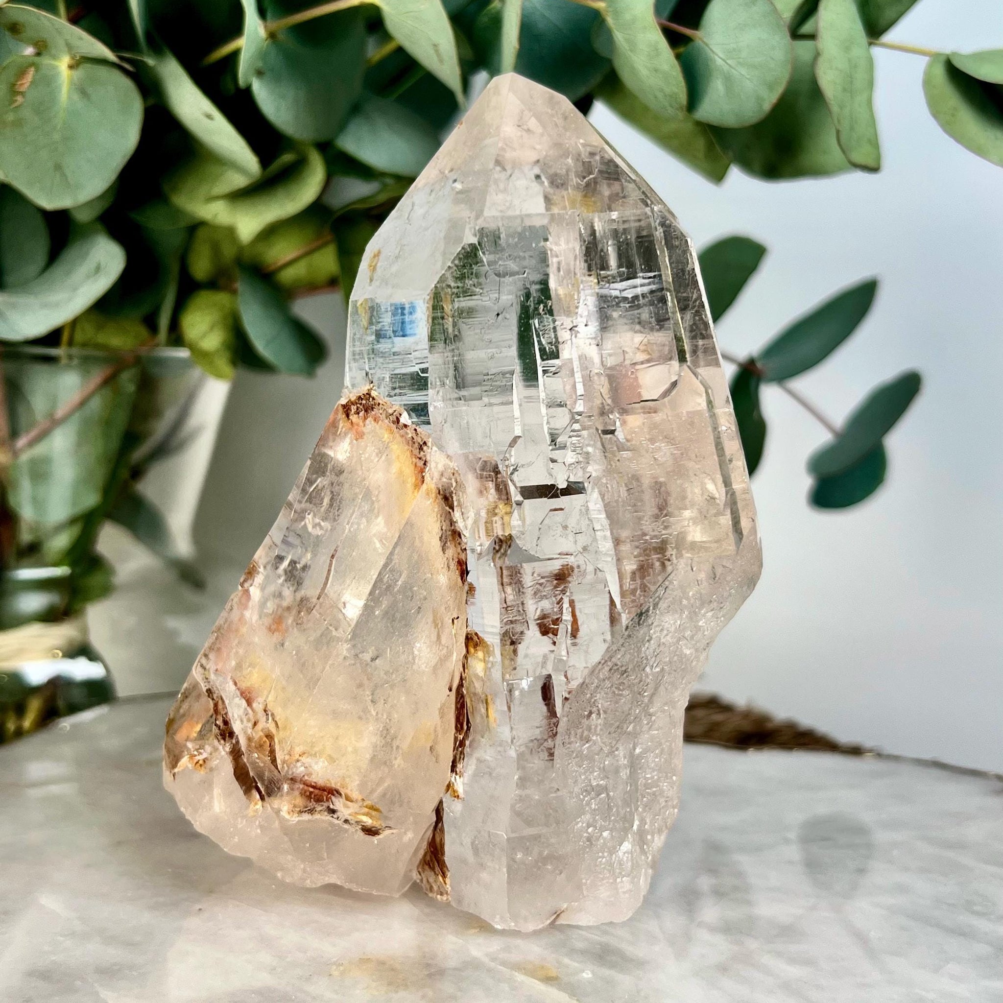 Grade AAA Cathedral Lemurian Quartz | Self-Healed with Iron Inclusion | Akashic Record Access | Diamantina, Brazil- LCC41, 766g