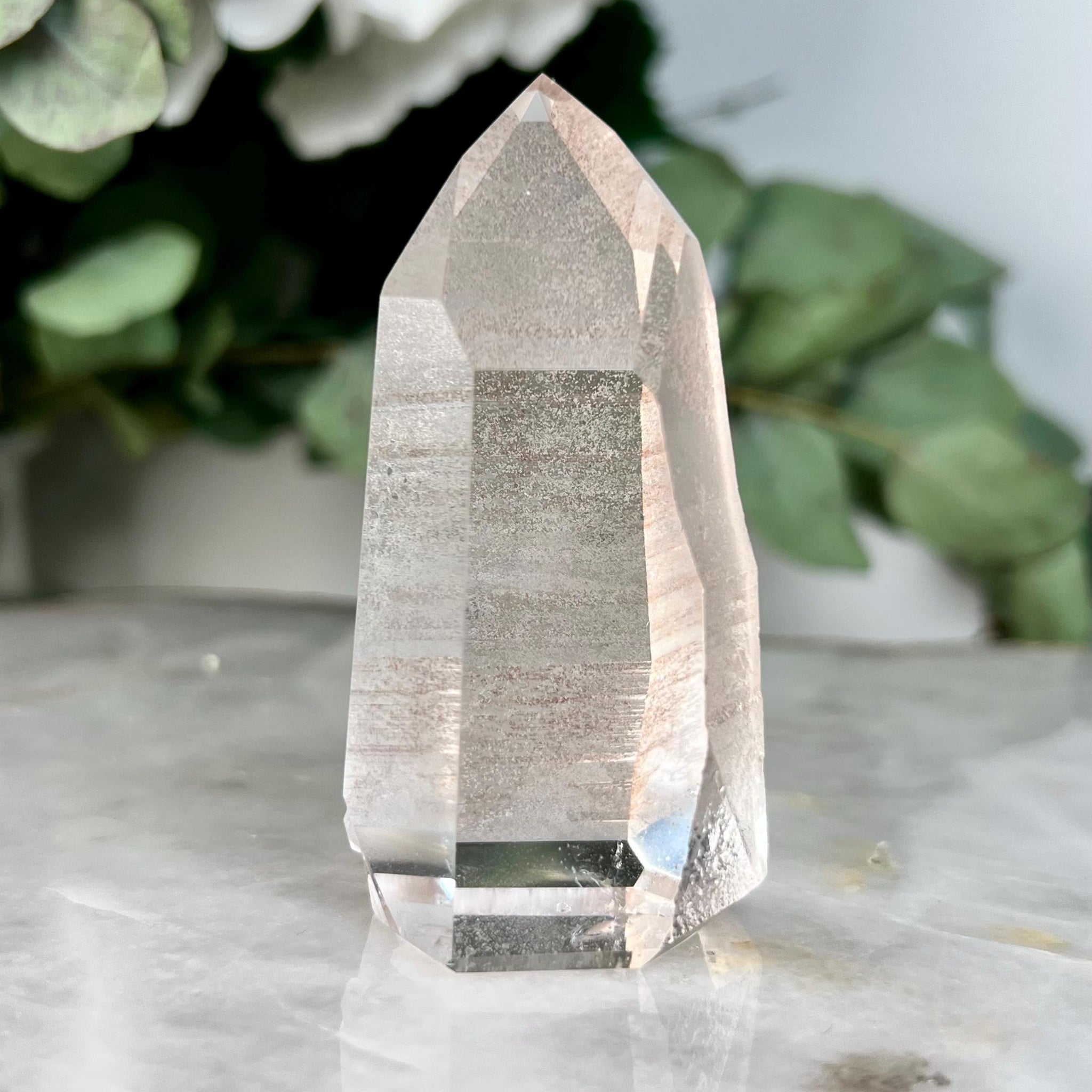 Grade AAA Blue Needle Lemurian Tower, Self-Healed with Hematite - Semi-polished, Top Quality, from Sento Se Bahia BLT04, 116g
