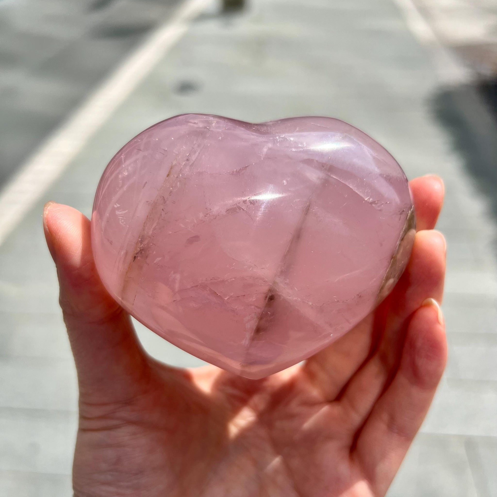 Grade A Rose Quartz Heart with Iron, Rainbow & Starlight | High-Vibe Crystal from Madagascar | Love • Healing • Radiance, RH17, 313g