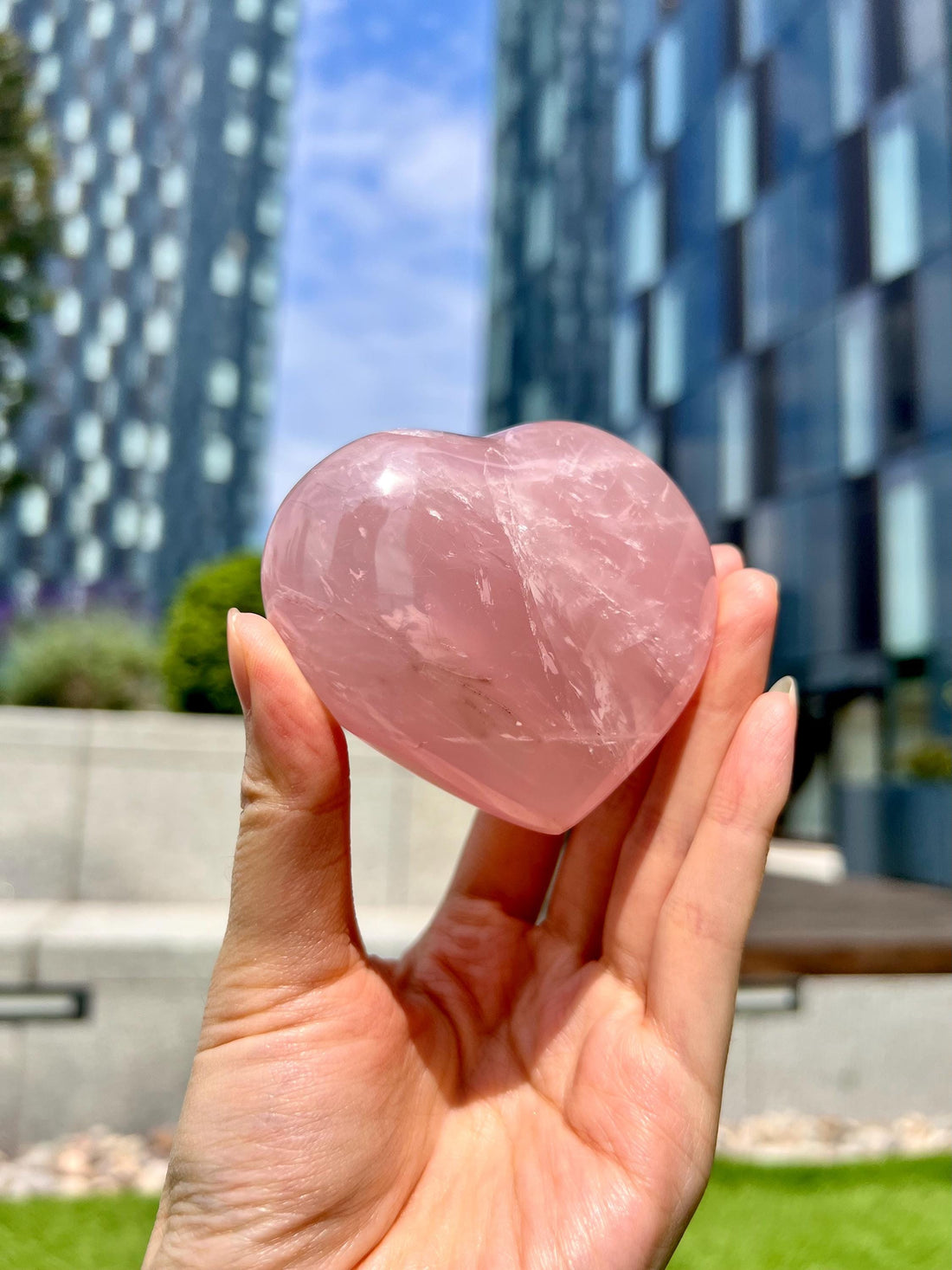 Grade A+ Rose Quartz Heart with Rainbow & Starlight | High-Vibe Crystal from Madagascar | Love • Healing • Radiance, RH27, 231g