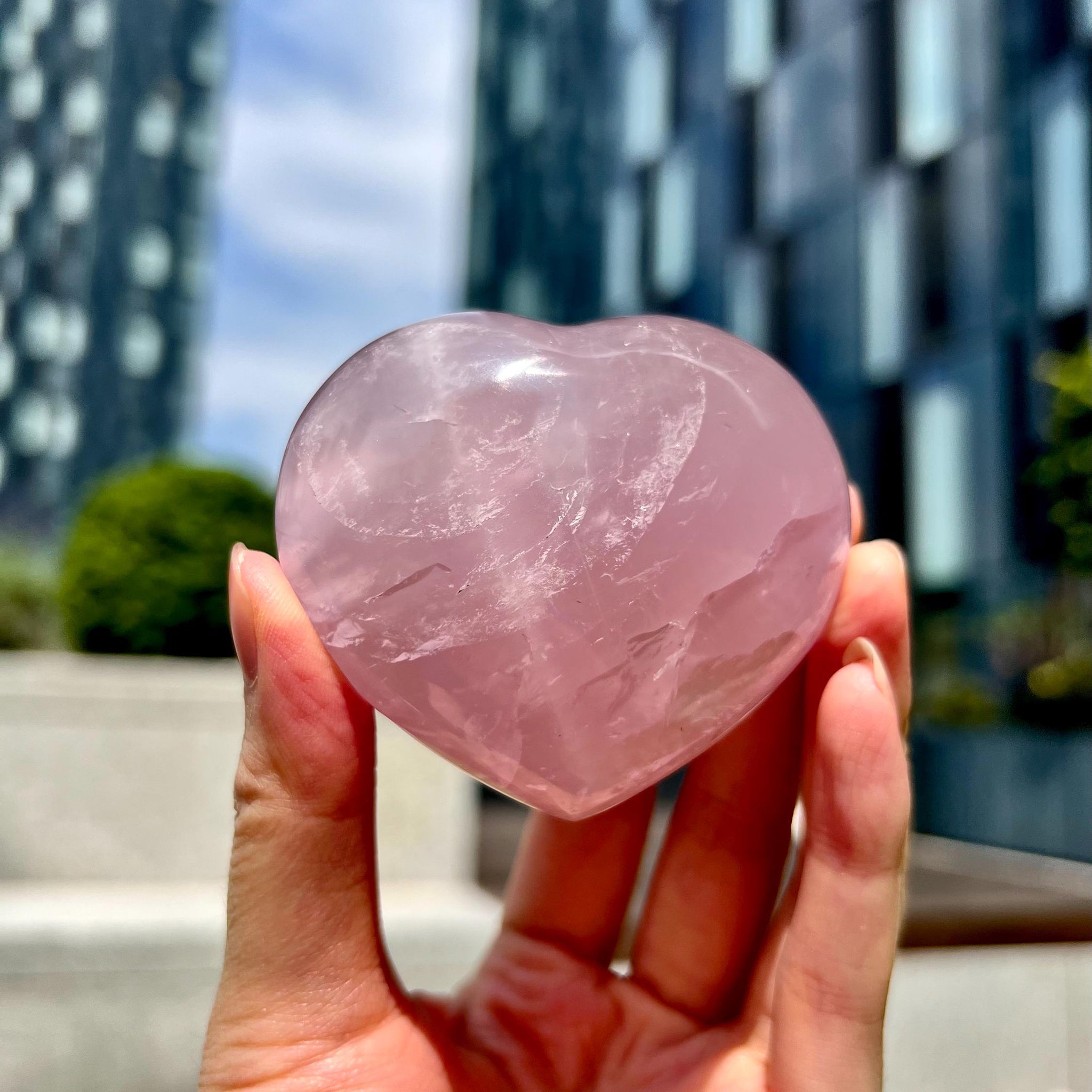 Grade A+ Rose Quartz Heart with Iron, Rainbow & Starlight | High-Vibe Crystal from Madagascar | Love • Healing • Radiance, RH30, 186g