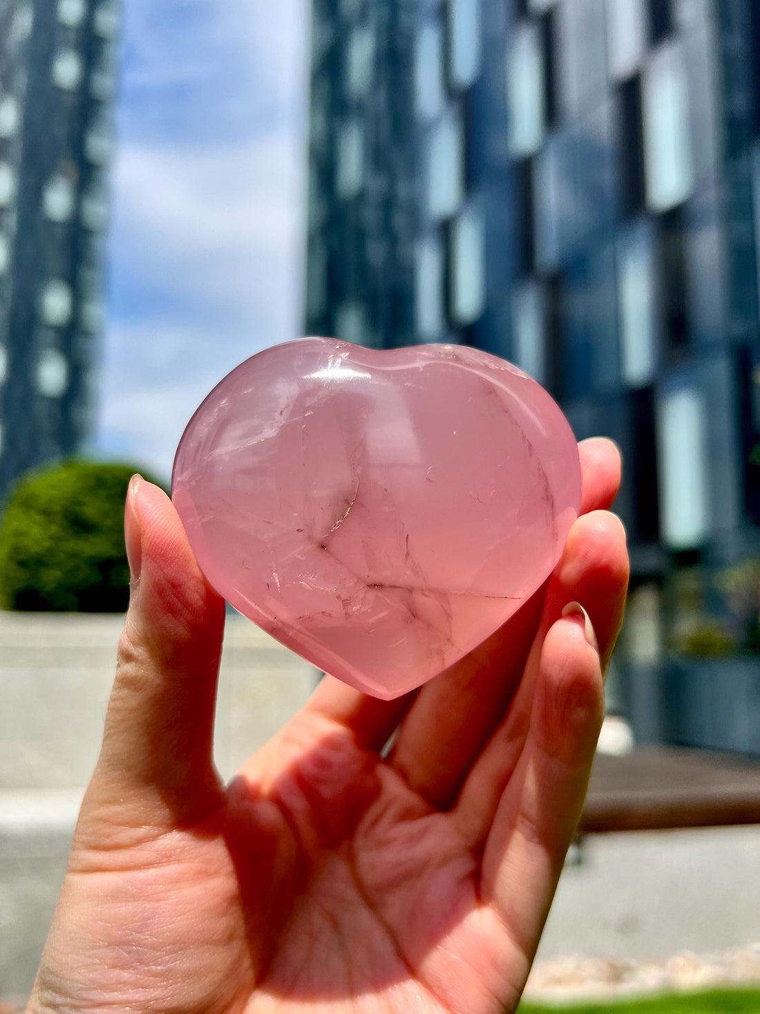 Grade A+ Rose Quartz Heart with Iron, Rainbow & Starlight | High-Vibe Crystal from Madagascar | Love • Healing • Radiance, RH31, 155g