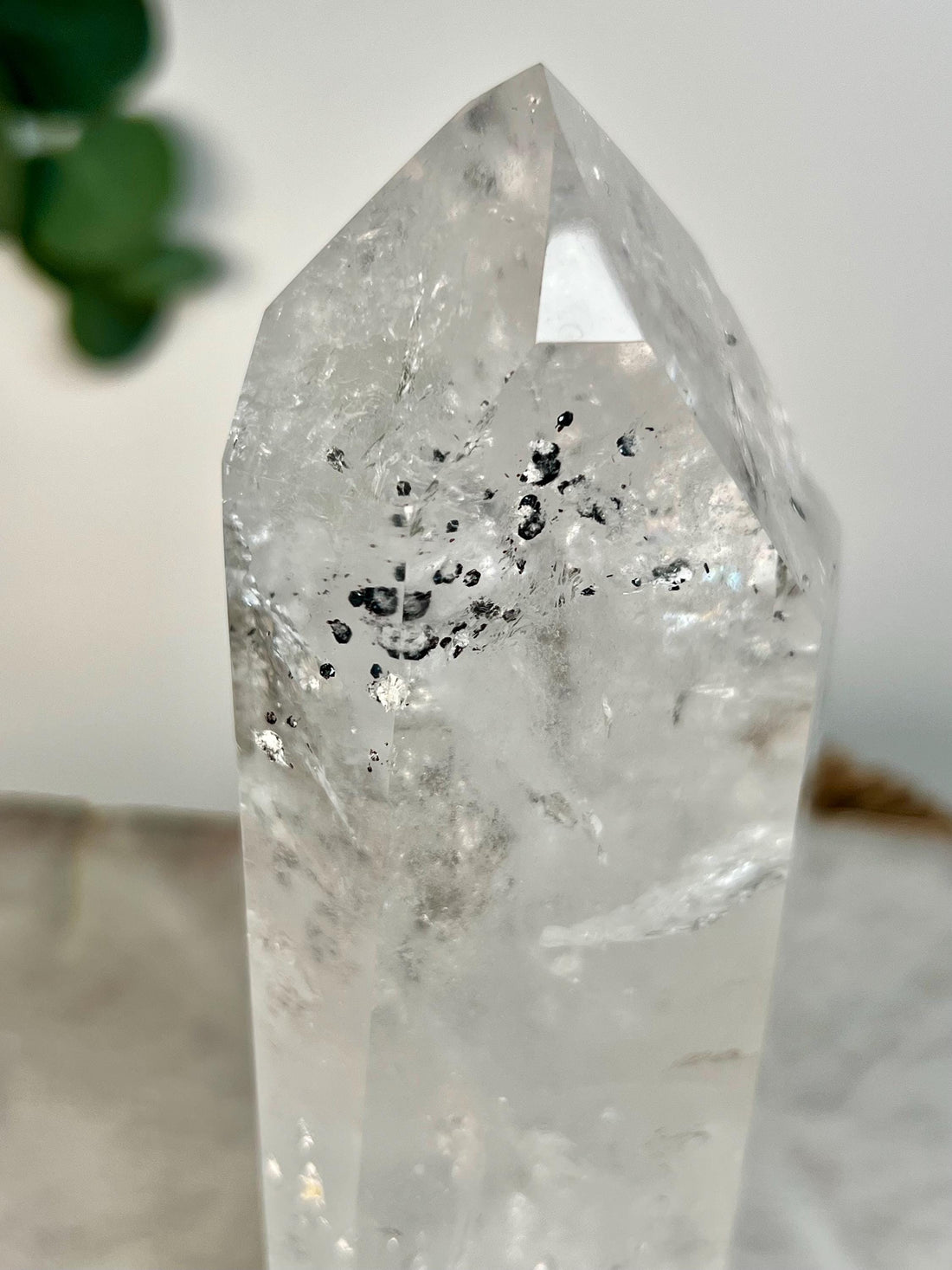 Grade AA Grey-Blue Lemurian Tower | Hematite • Rainbows • Rare Lodolite | Grey Blue Mine, Diamantina, Brazil GBL01, 520g