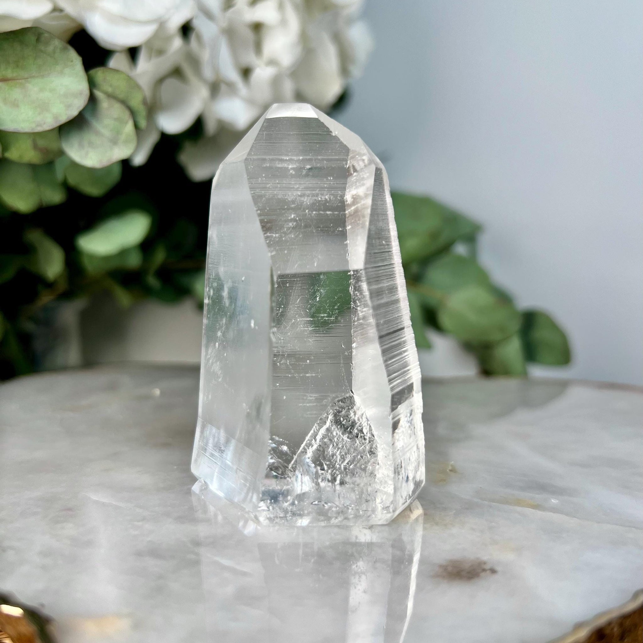 Grade AA Blue Needle Lemurian Tower, Self-Healed - Semi-polished, Top Quality, from Sento Se Bahia BLT02, 180g