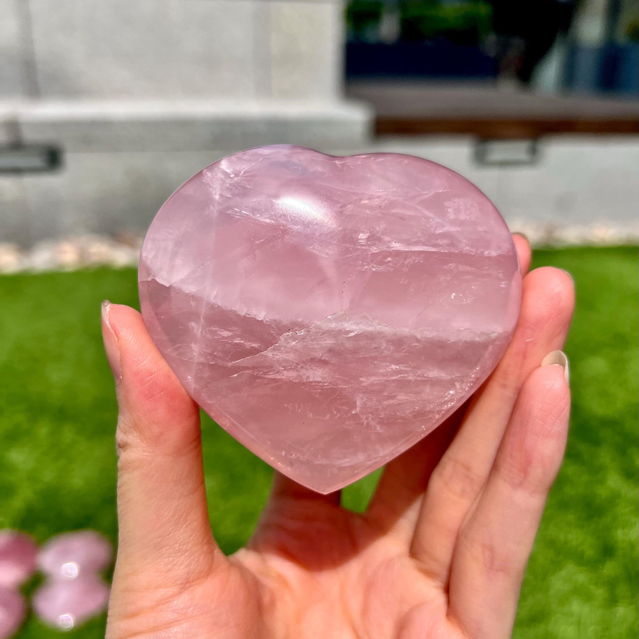 Grade AA Rose Quartz Heart with Iron, Rainbow & Starlight | High-Vibe Crystal from Madagascar | Love • Healing • Radiance, RH24, 217g