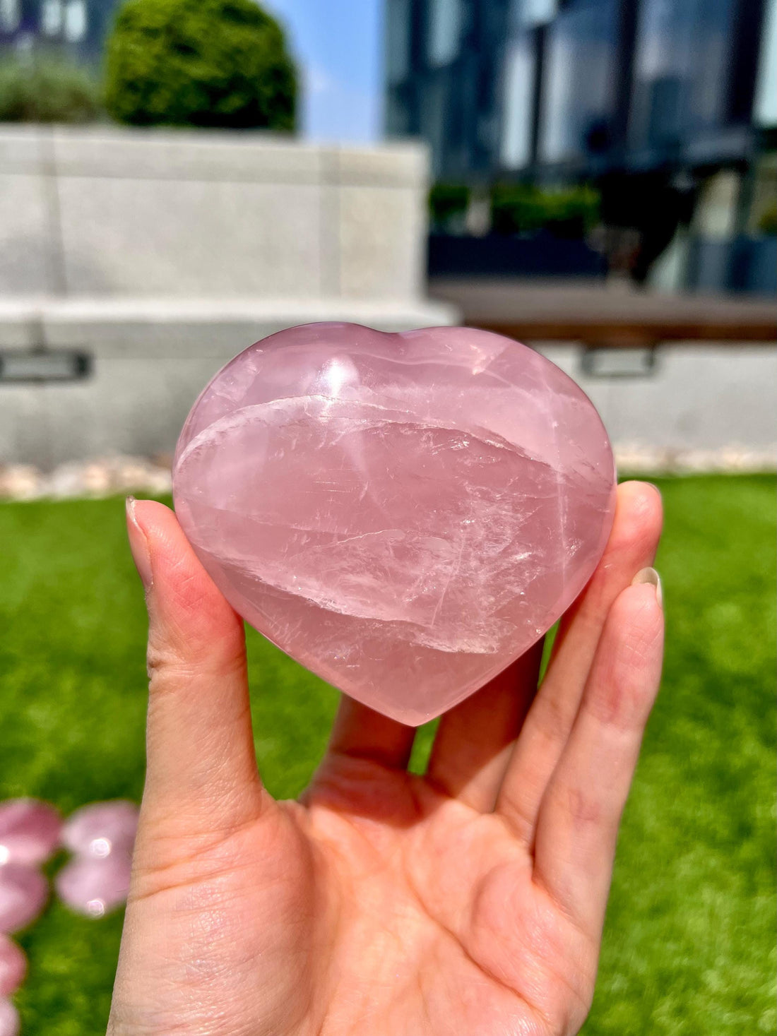 Grade AA Rose Quartz Heart with Iron, Rainbow & Starlight | High-Vibe Crystal from Madagascar | Love • Healing • Radiance, RH24, 217g