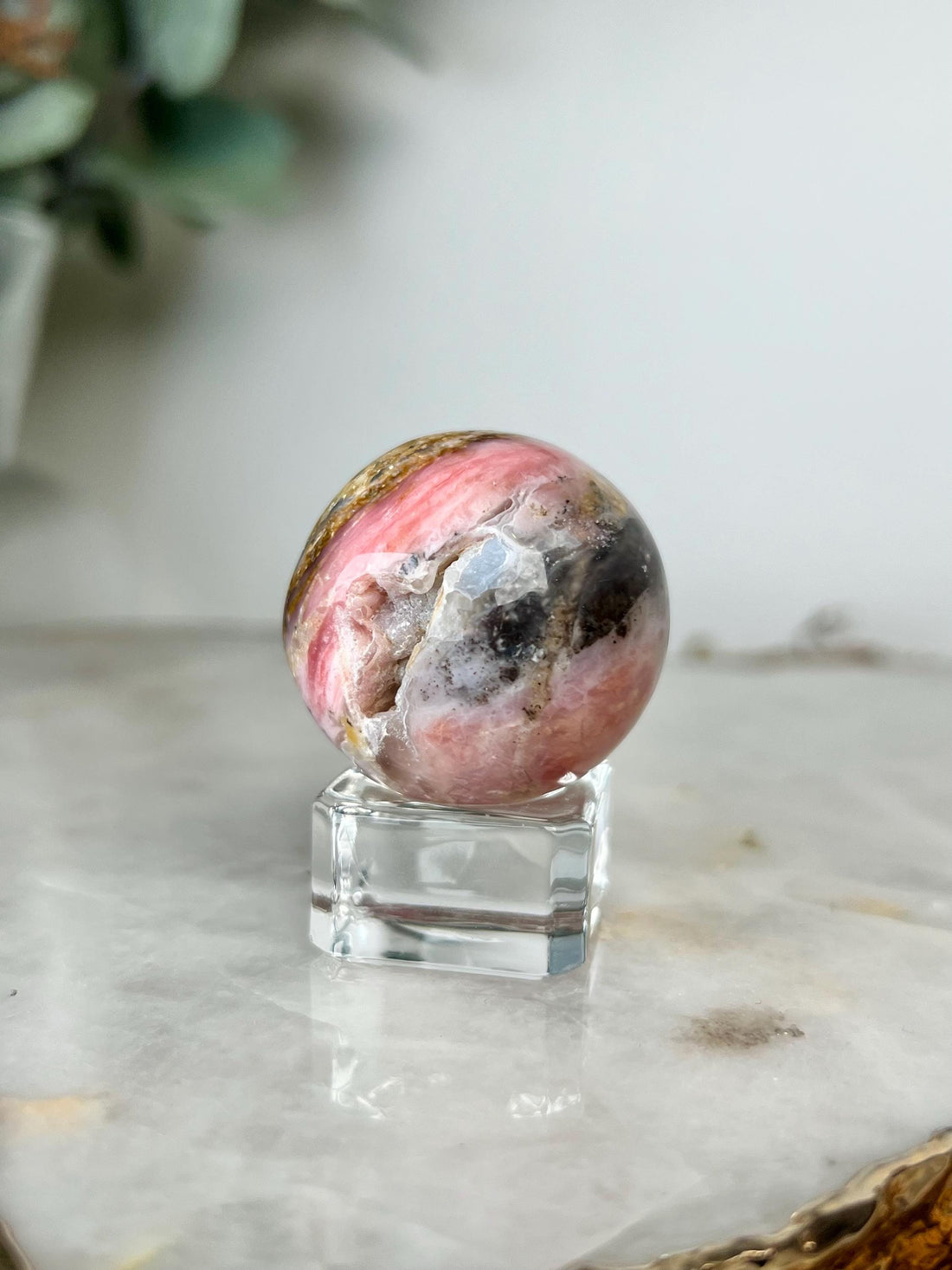 Grade A Pink Opal Sphere from Peru, Organic Hand-Polished, Stone of the Gods, Heart Healing,Spiritual Protection, Ancestral Wisdom PS10, 49g