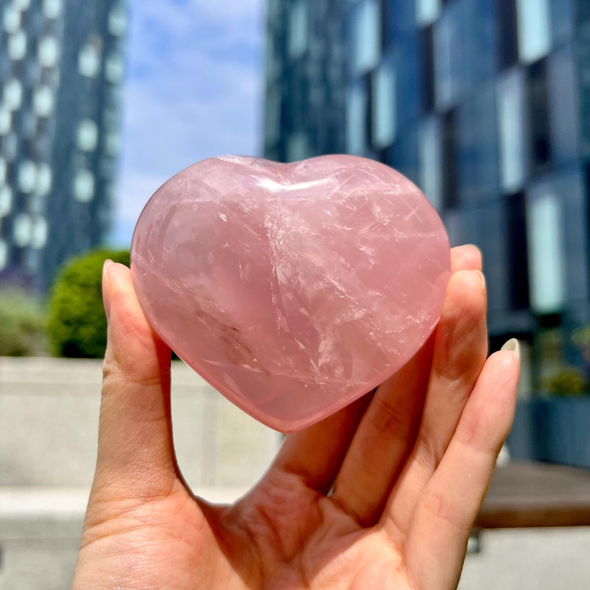 Grade A+ Rose Quartz Heart with Rainbow & Starlight | High-Vibe Crystal from Madagascar | Love • Healing • Radiance, RH27, 231g