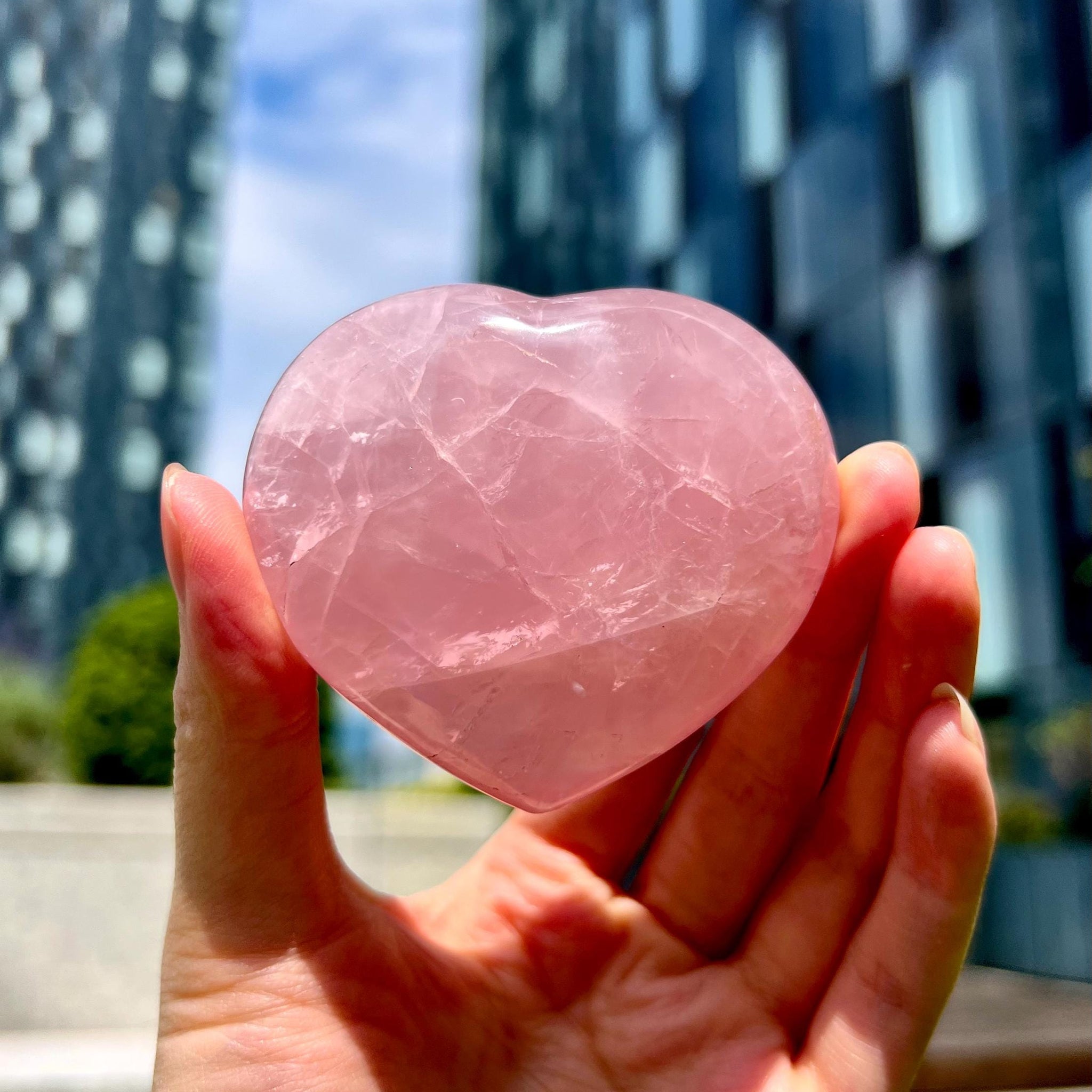 Grade A+ Rose Quartz Heart with Rainbow & Starlight | High-Vibe Crystal from Madagascar | Love • Healing • Radiance, RH28, 150g