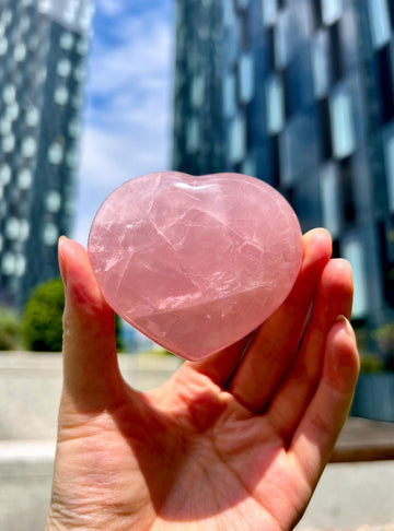 Grade A+ Rose Quartz Heart with Rainbow & Starlight | High-Vibe Crystal from Madagascar | Love • Healing • Radiance, RH28, 150g