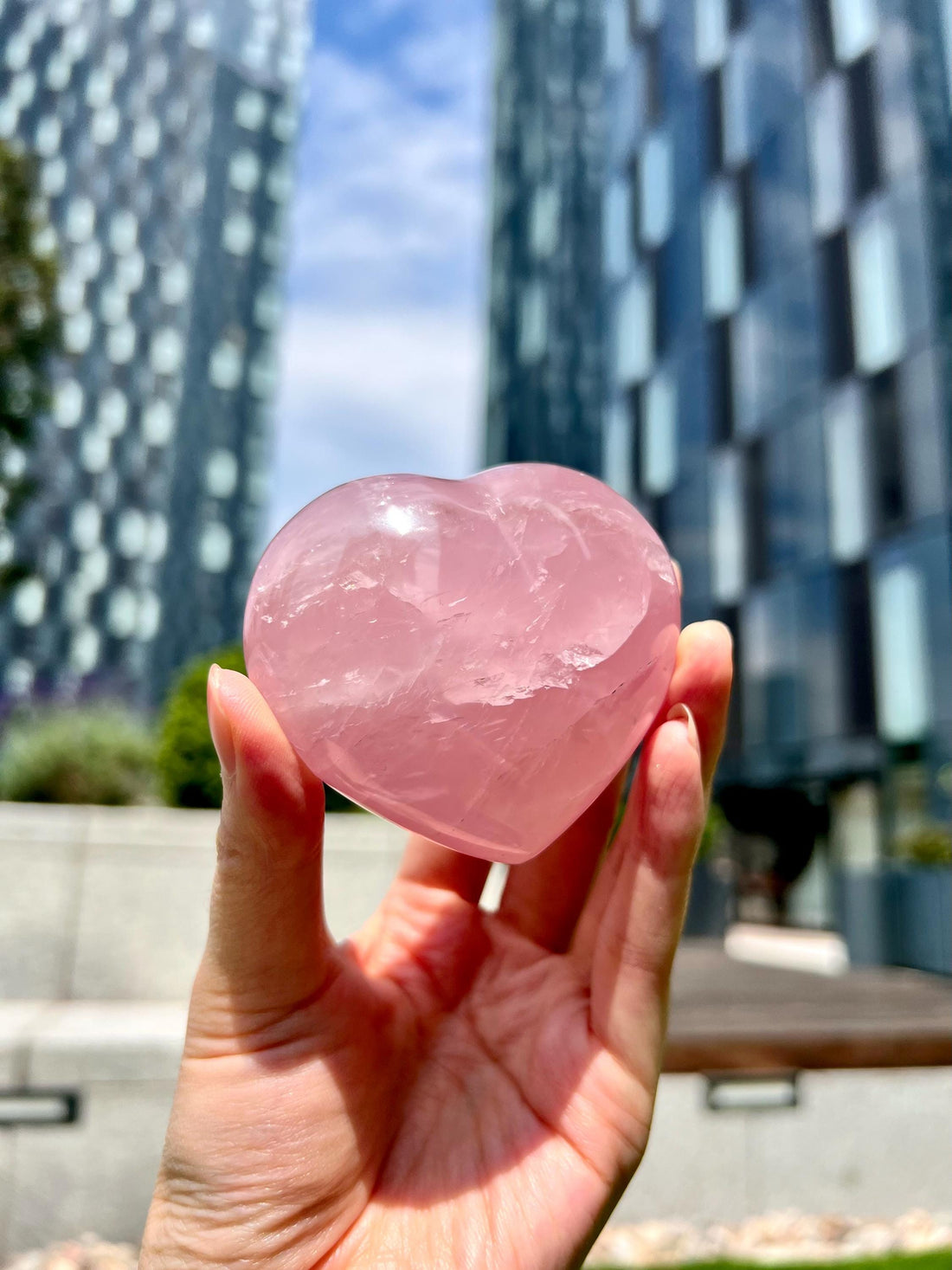 Grade A+ Rose Quartz Heart with Iron, Rainbow & Starlight | High-Vibe Crystal from Madagascar | Love • Healing • Radiance, RH29, 219g
