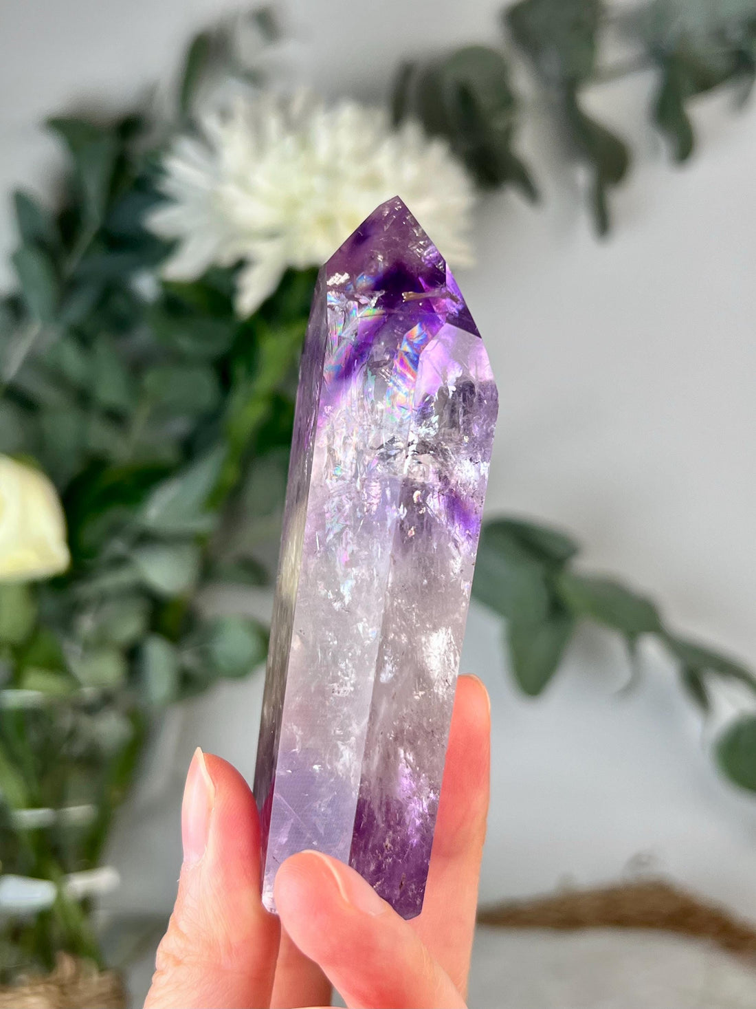 Grade A+ Phantom Amethyst Quartz Tower with Rainbows | Bahia Brazil | Energetically Activated PA01, 159g