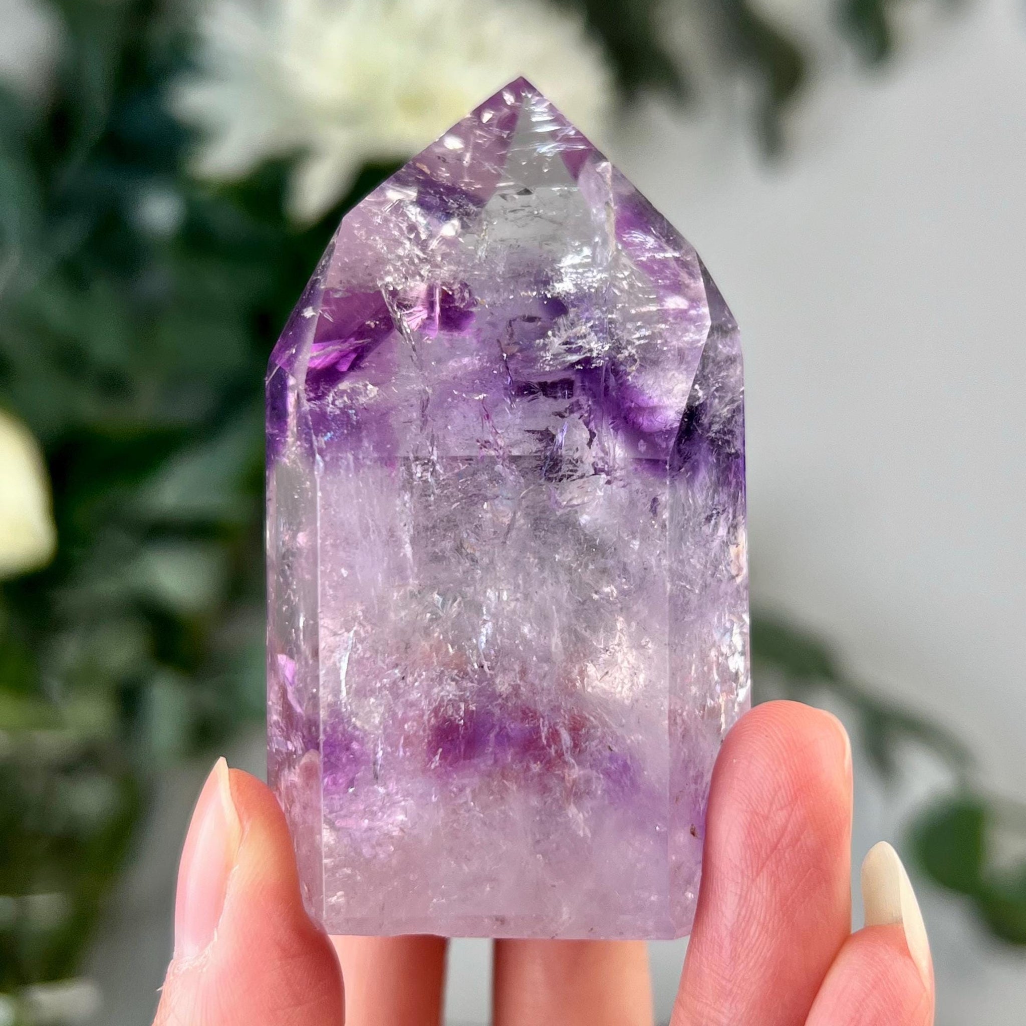 Grade A+ Phantom Amethyst Quartz Tower with Rainbows | Bahia Brazil | Energetically Activated PA04, 108g