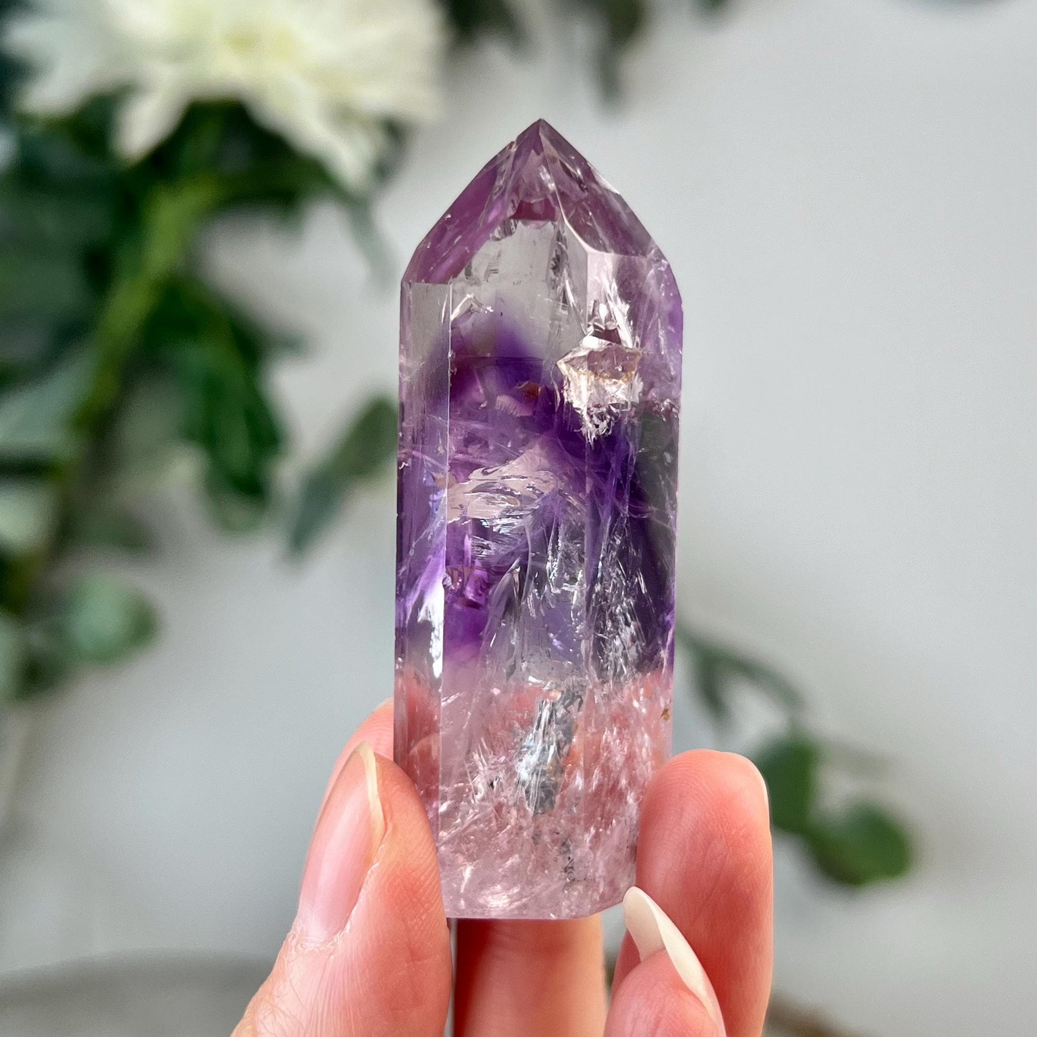 Grade A+ Phantom Amethyst Quartz Tower with Rainbows | Bahia Brazil | Energetically Activated PA05, 49g