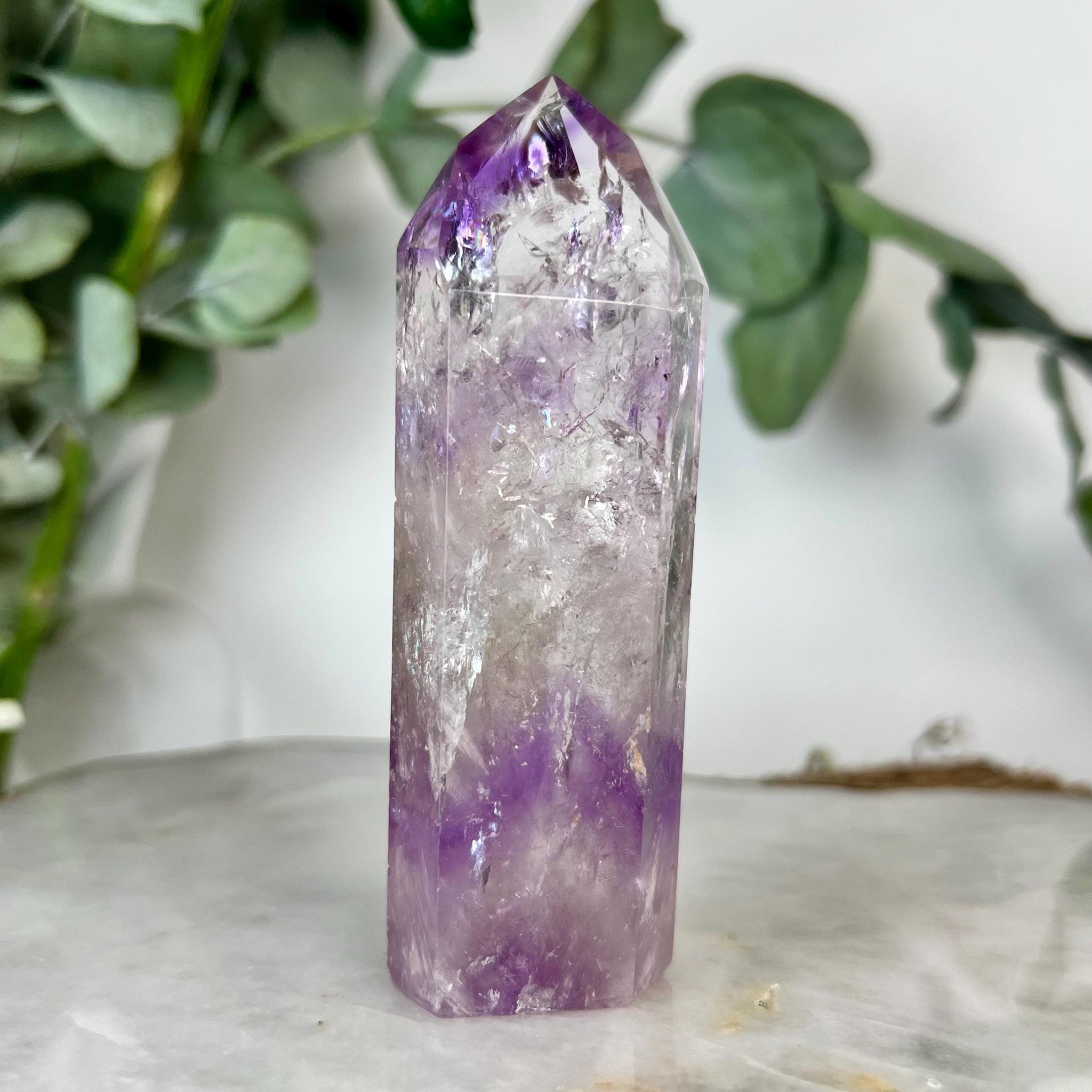 Grade A+ Phantom Amethyst Quartz Tower with Rainbows | Bahia Brazil | Energetically Activated PA07, 141g