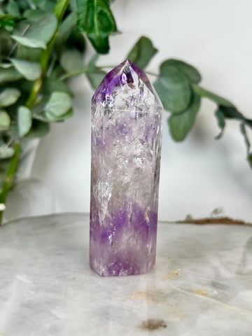 Grade A+ Phantom Amethyst Quartz Tower with Rainbows | Bahia Brazil | Energetically Activated PA07, 141g