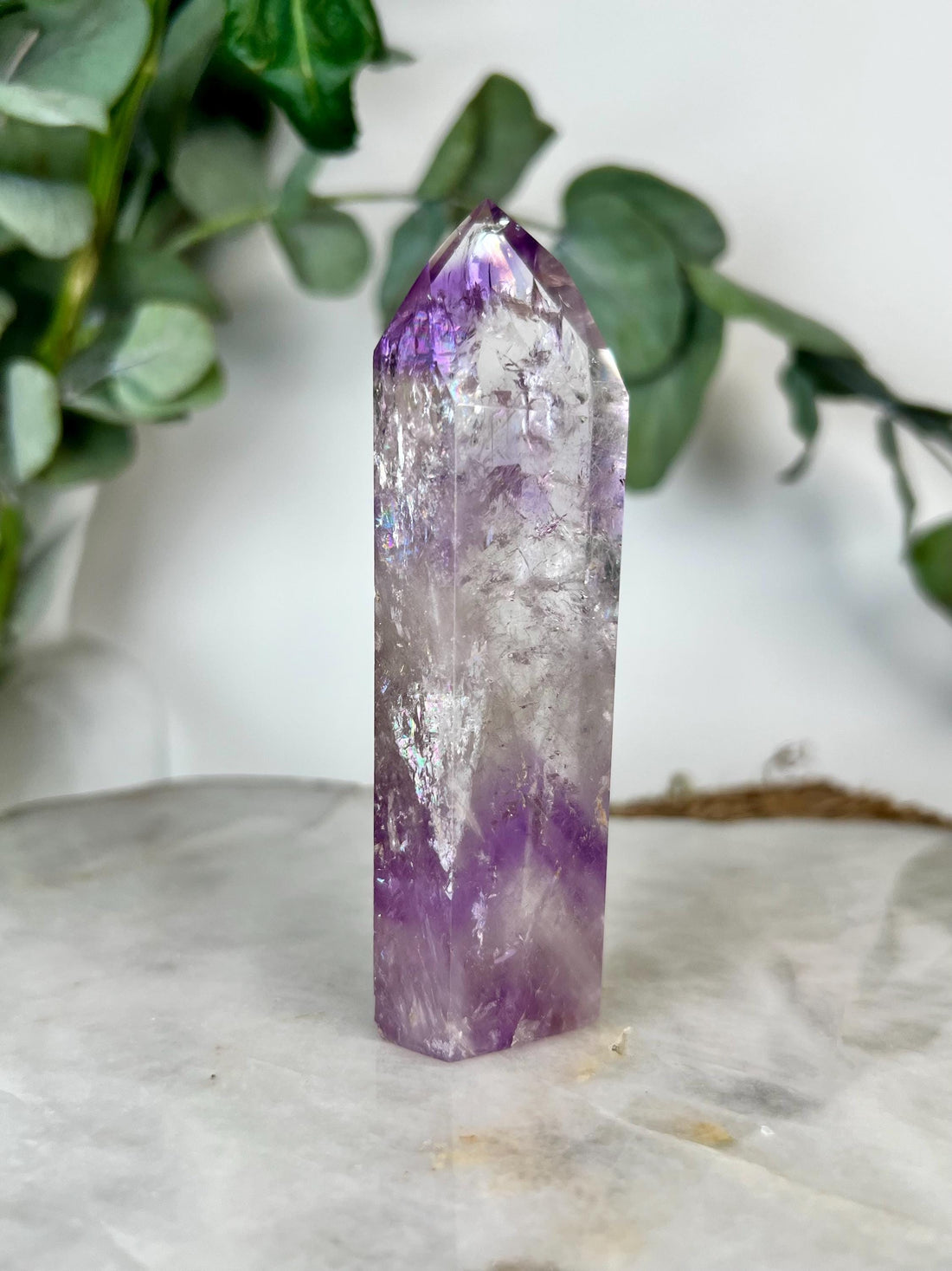 Grade A+ Phantom Amethyst Quartz Tower with Rainbows | Bahia Brazil | Energetically Activated PA07, 141g