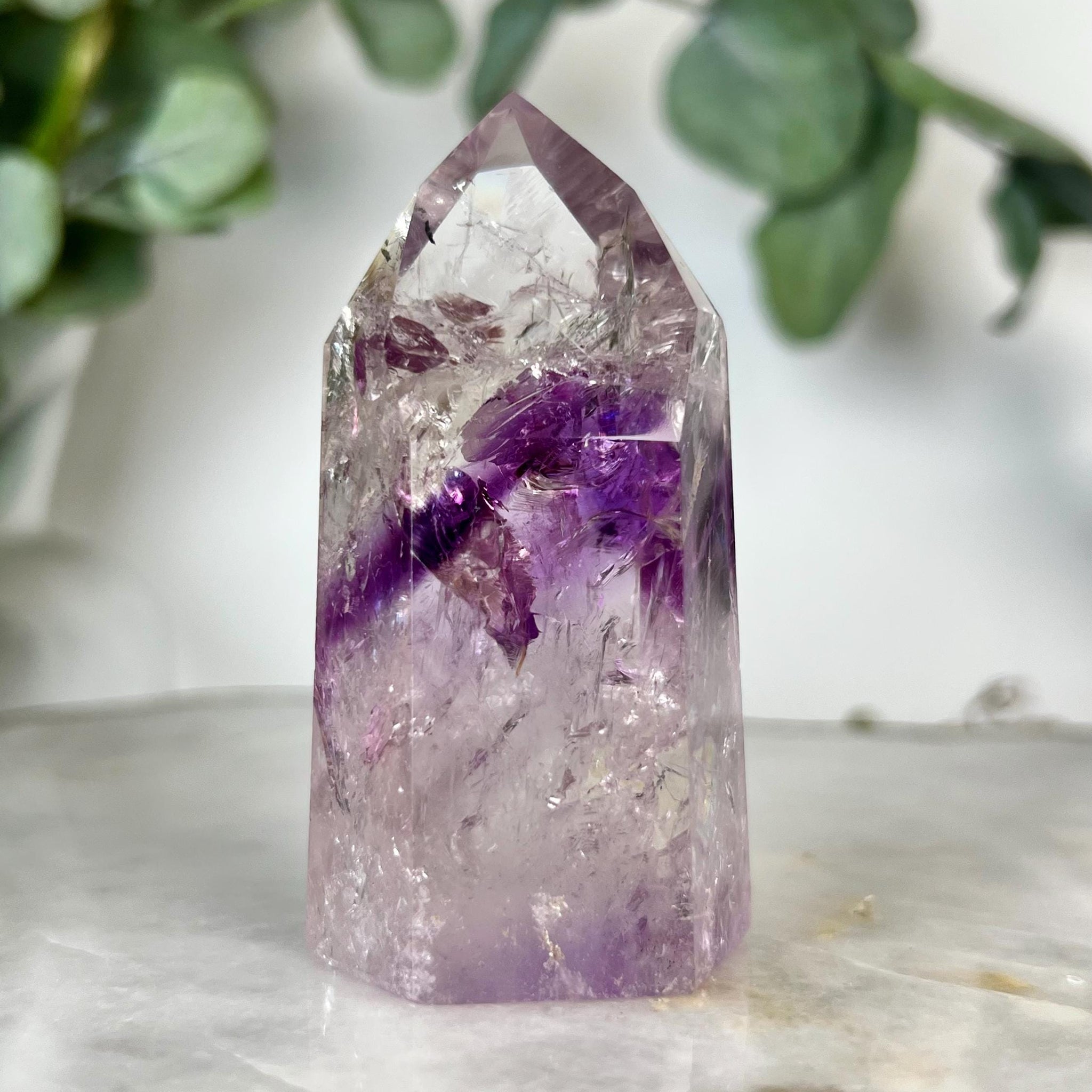 Grade A+ Phantom Amethyst Quartz Tower with Rainbows | Bahia Brazil | Energetically Activated PA11, 129g