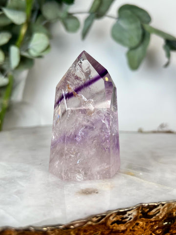 Grade A+ Phantom Amethyst Quartz Tower with Rainbows and Iron | Bahia Brazil | Energetically Activated PA12, 117g