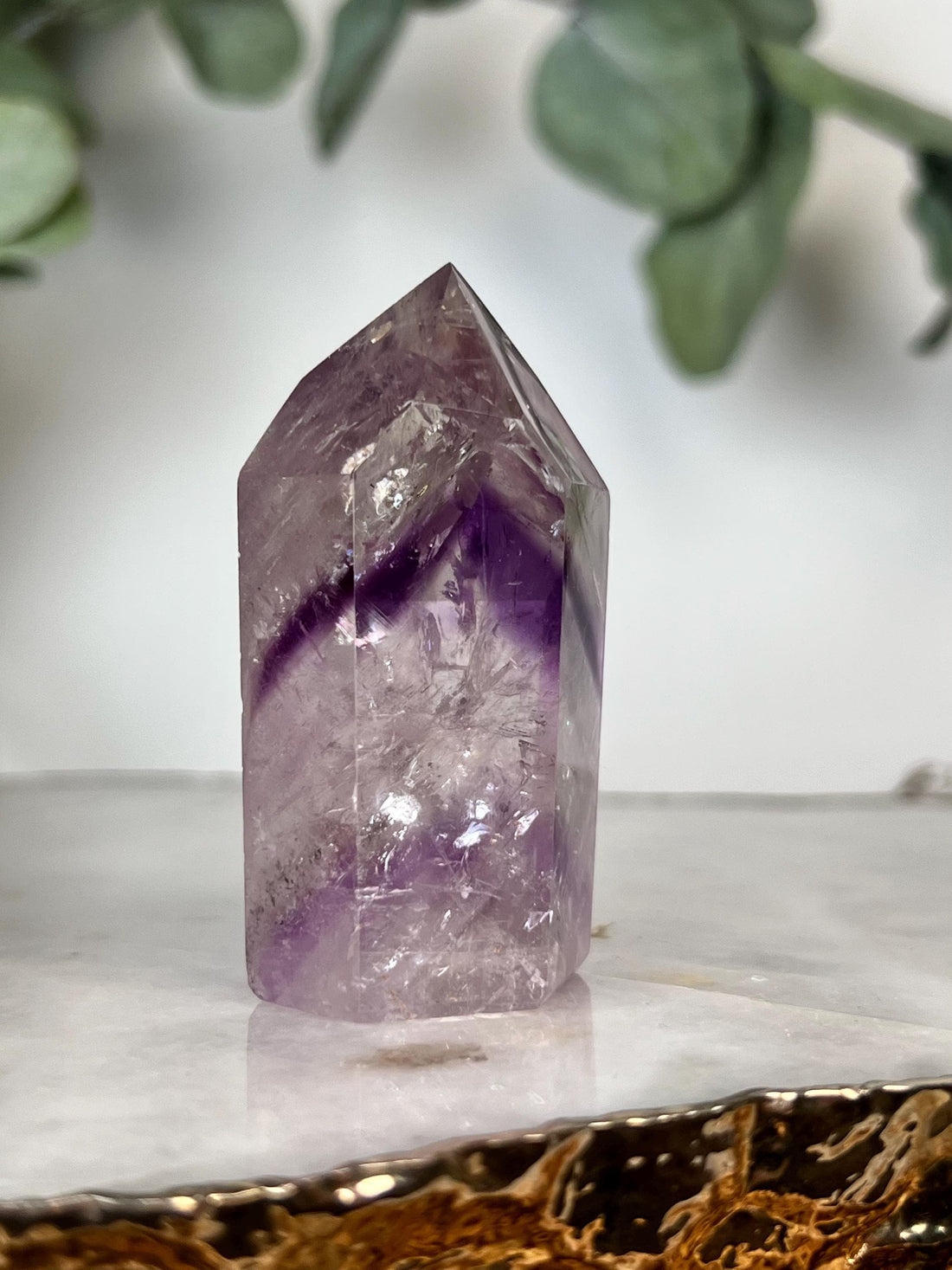 Grade A+ Phantom Amethyst Quartz Tower with Rainbows and Hematite Inclusion | Bahia Brazil | Energetically Activated PA13, 86g
