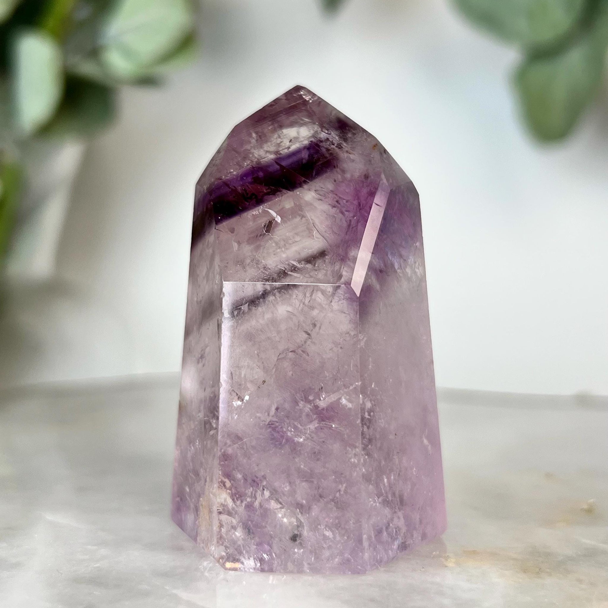 Grade A+ Phantom Amethyst Quartz Tower with Rainbows and Iron | Bahia Brazil | Energetically Activated PA16, 91g
