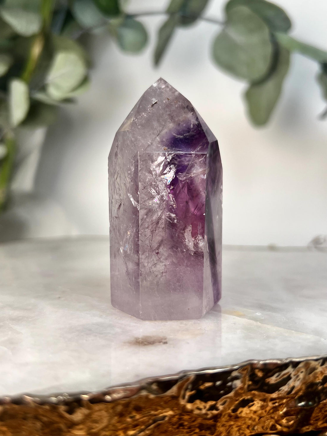 Grade A+ Phantom Amethyst Quartz Tower with Hematite and Rainbows | Bahia Brazil | Energetically Activated PA18, 115g