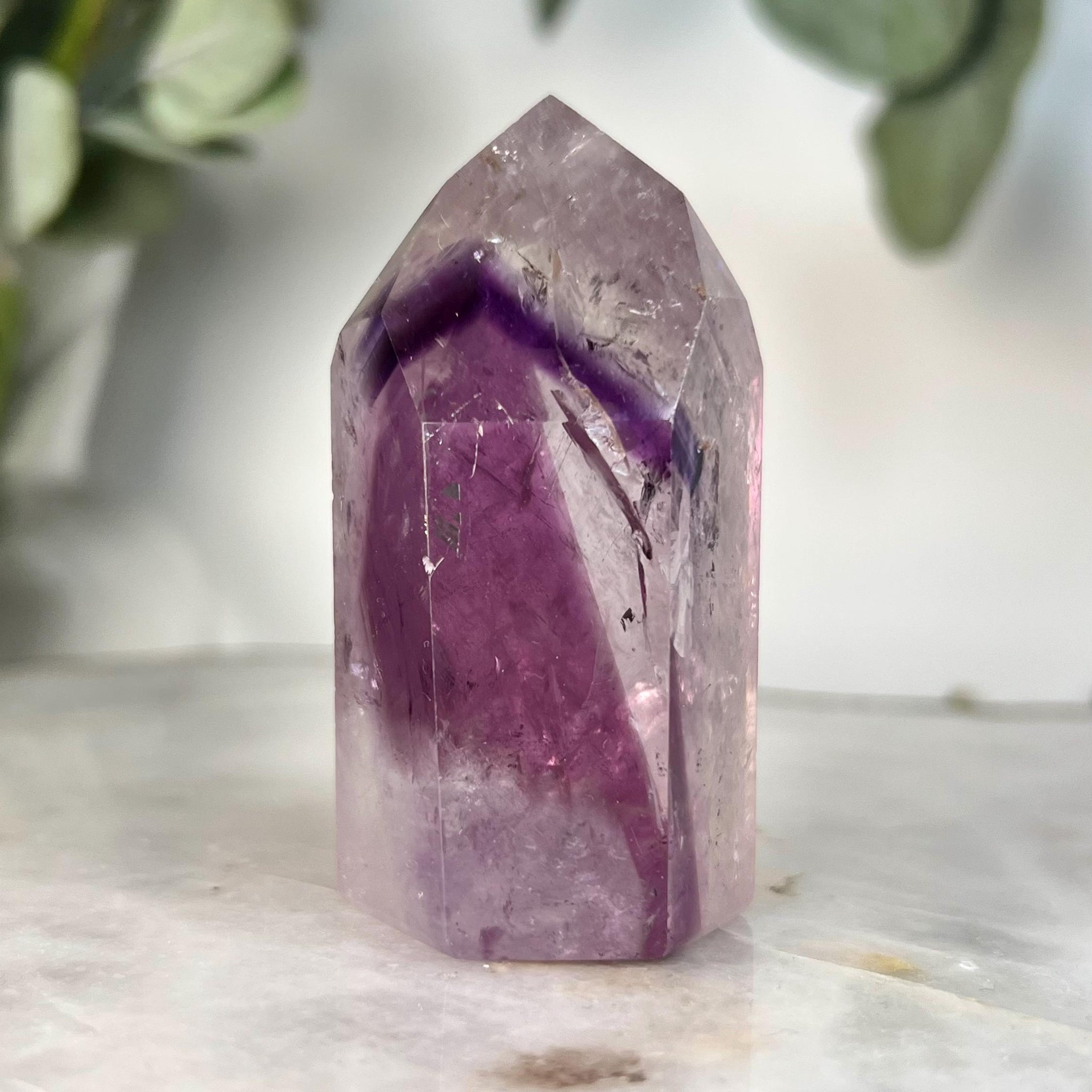 Grade A+ Phantom Amethyst Quartz Tower with Hematite and Rainbows | Bahia Brazil | Energetically Activated PA18, 115g