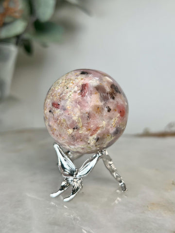 Grade A Pink Opal Sphere from Peru, Organic Hand-Polished, Stone of the Gods, Heart Healing,Spiritual Protection, Ancestral Wisdom PS02, 87g