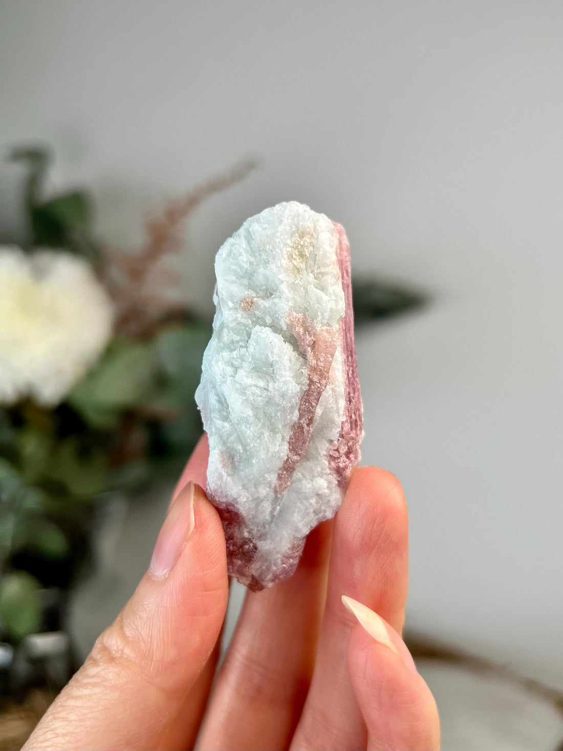 Grade A+ Natural Pink Tourmaline on Aquamarine,A Harmonious Blend of Love and Serenity PTC56, 36g