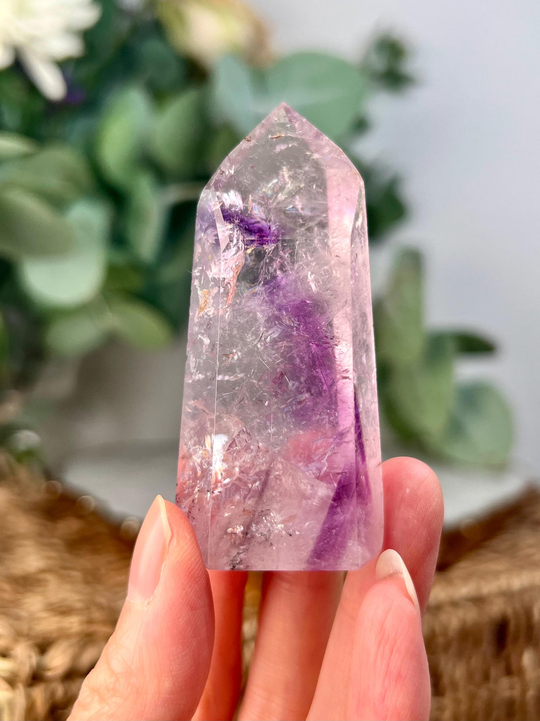 Grade A+ Phantom Amethyst Quartz Tower with Iron, Hematite and Rainbows | Bahia Brazil | Energetically Activated PA29, 59g