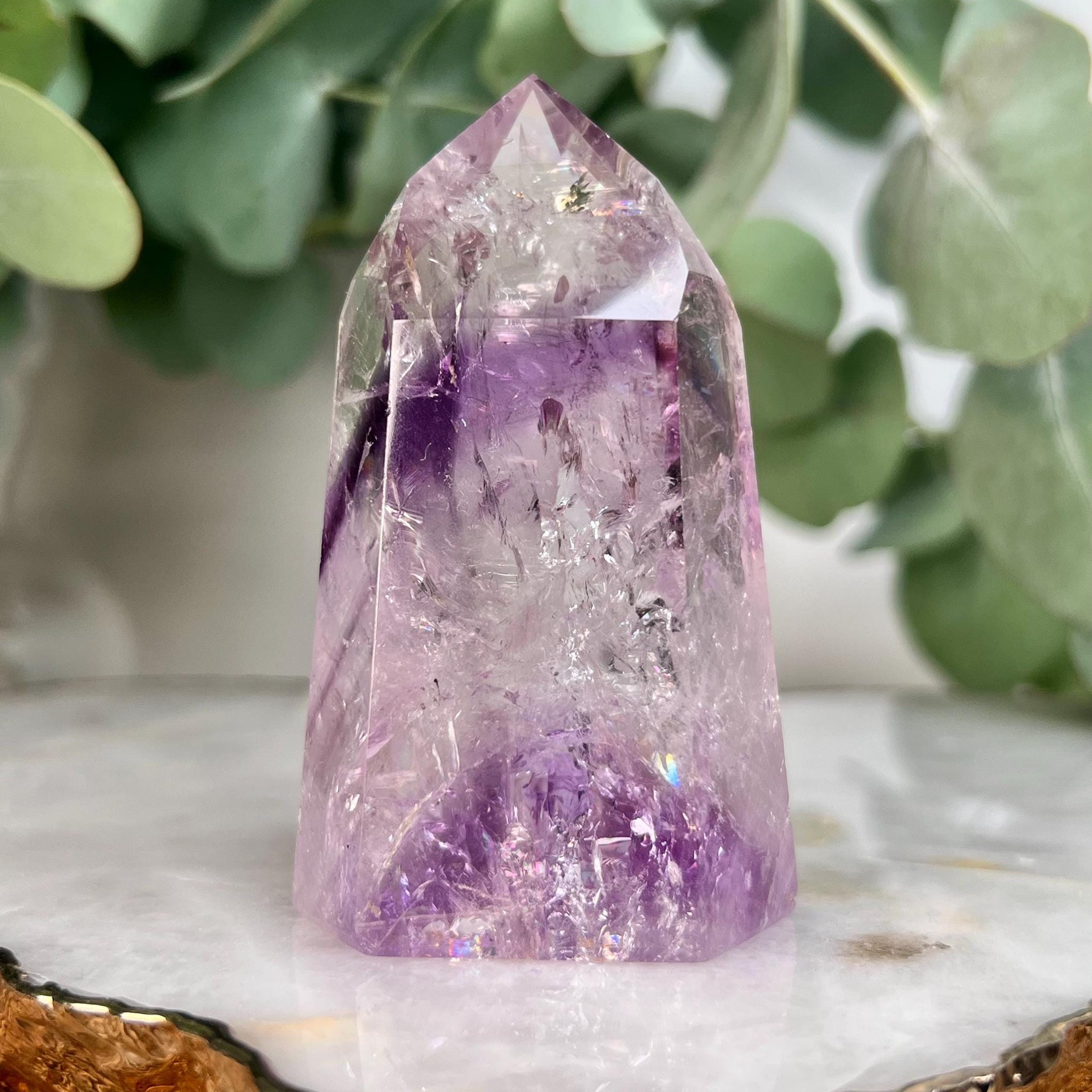 Grade A+ Phantom Amethyst Quartz Tower with BIG Rainbows | Bahia Brazil | Energetically Activated PA24, 161g