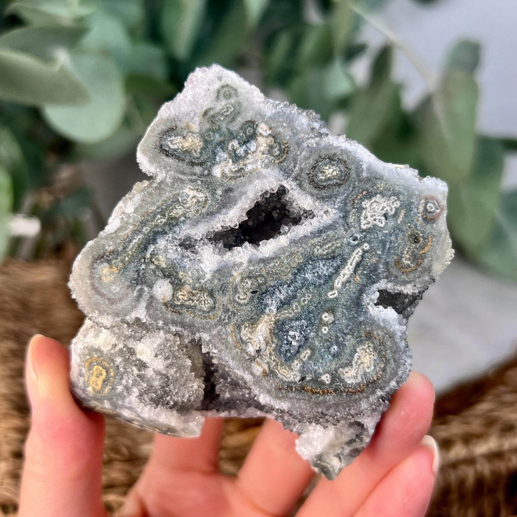 Grade A+ Natural Jasper Stalactite Druzy Crystal with Open Geode– Heart, Root, and Third Eye Chakra Healing, US127, 217g