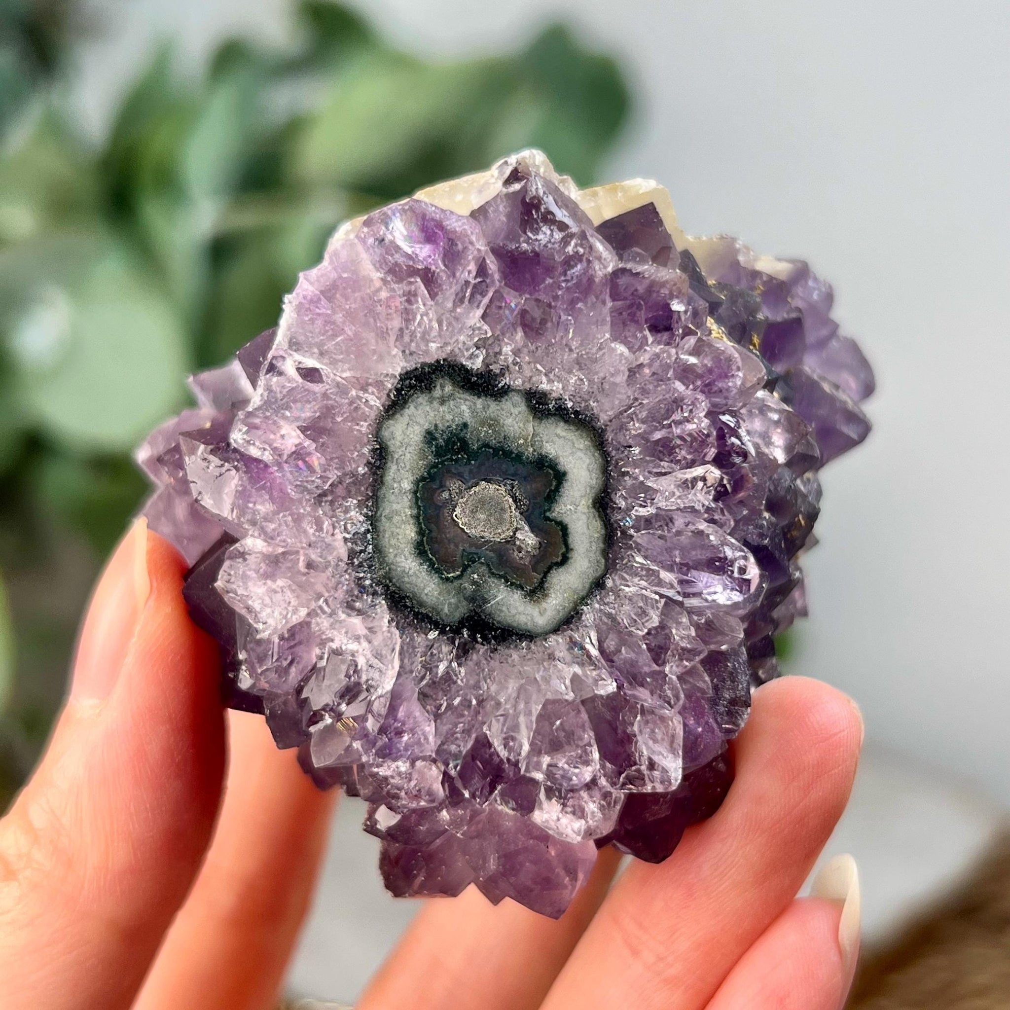 Grade A Natural Uruguay Amethyst Stalactite with Calcite  – Unique Formation, High-Energy Healing Crystal - US134, 137g
