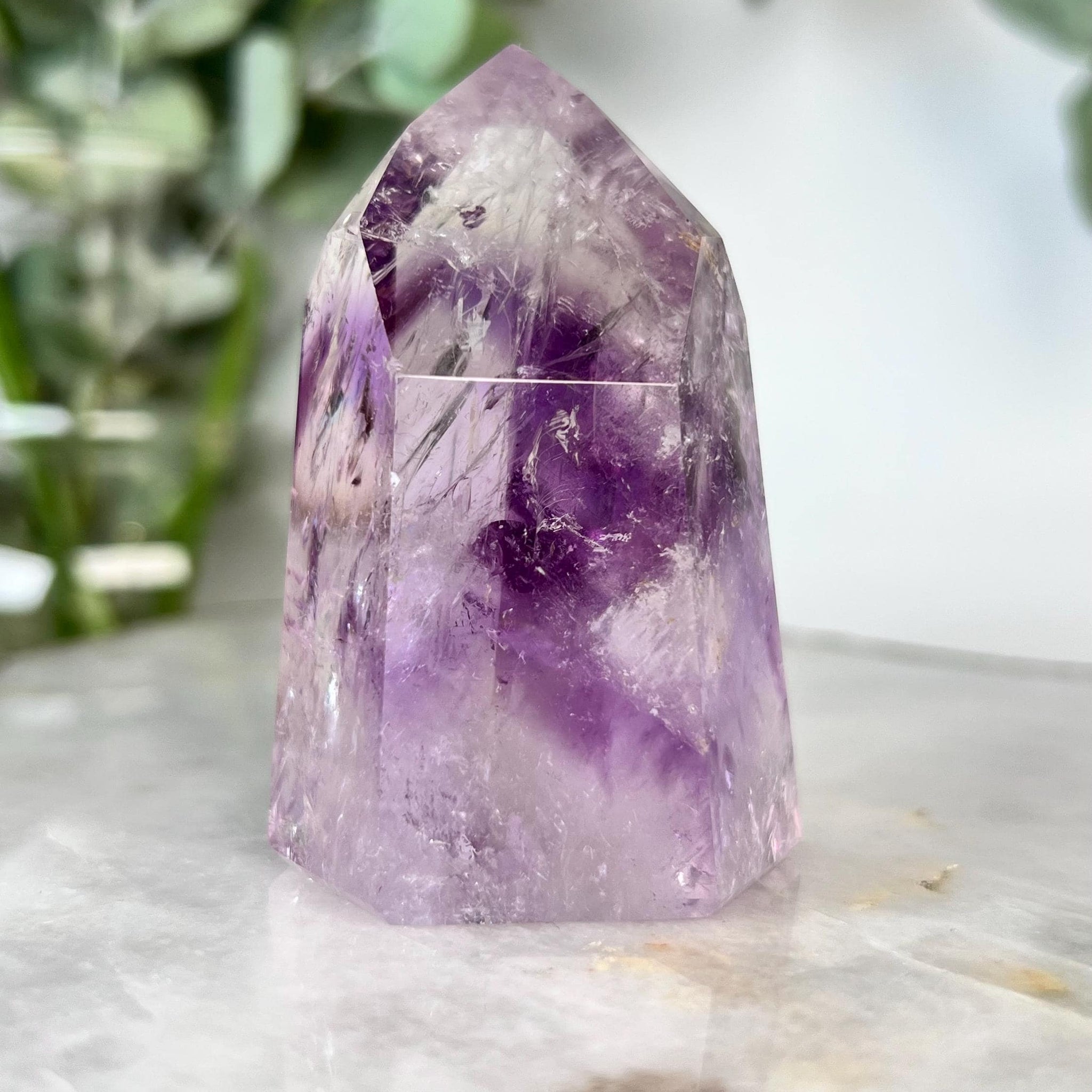 Grade A+ Phantom Amethyst Quartz Tower with Rainbows | Bahia Brazil | Energetically Activated PA03, 150g