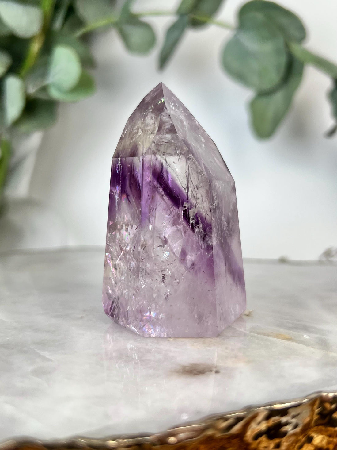 Grade A+ Phantom Amethyst Quartz Tower with Rainbows | Bahia Brazil | Energetically Activated PA03, 150g
